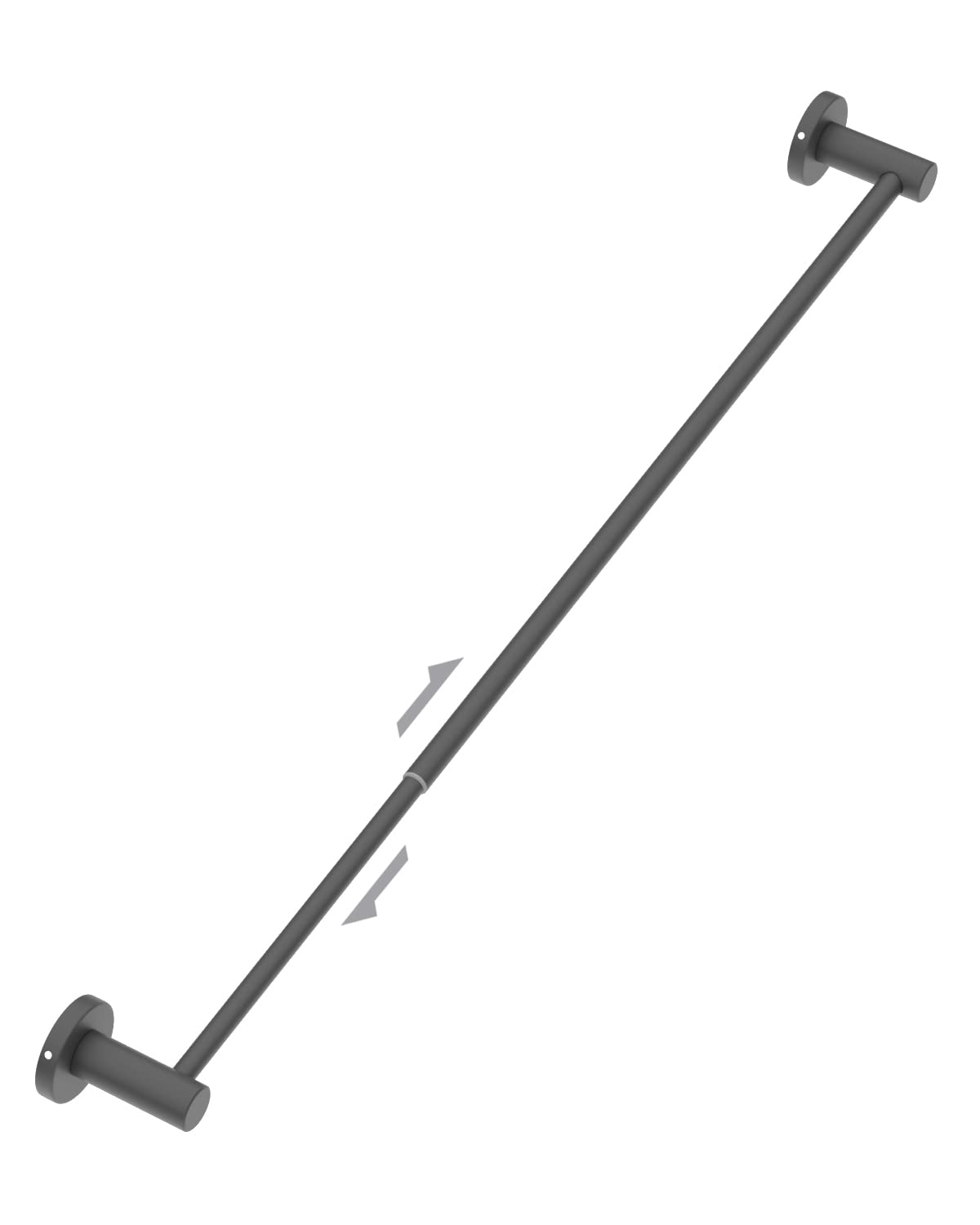 Adjustable Single Bath Towel Bar 23.6 to 42 Inch - ZUEXT Iron Gray Stainless Steel Expandable Towel Holder - Wall Mounted Towel Rail for Bathroom, Kitchen, Washroom - 1