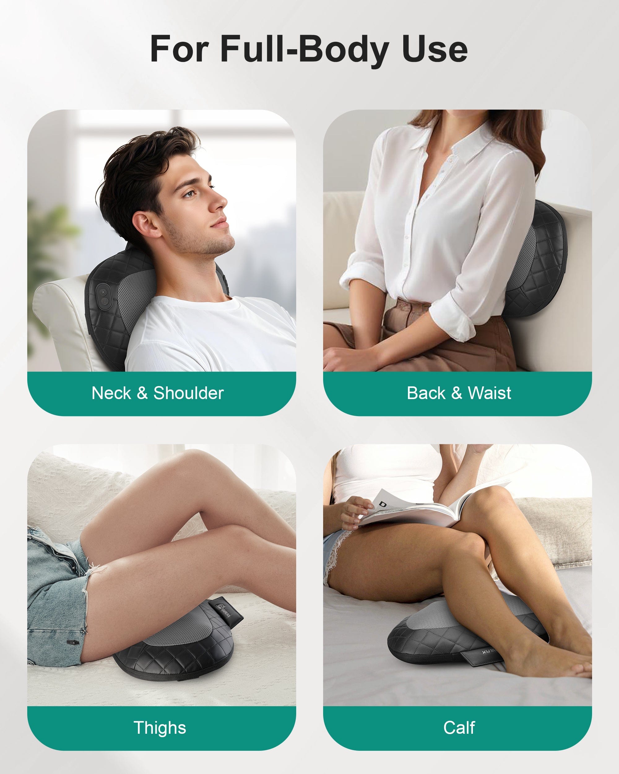 Snailax Shiatsu Deep Tissue Massage Pillow with Heat for Back, Neck & Shoulder Pain Relief - Portable Kneading Massager for Home, Office & Car Use