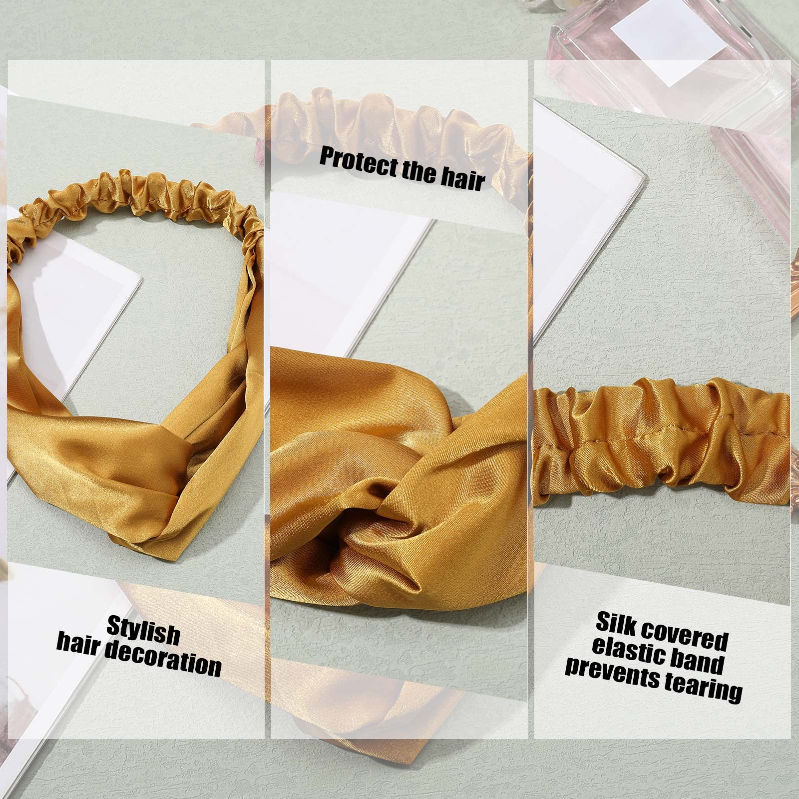 MTLEE 9-Piece Elastic Hair Wraps & Adjustable Satin Headbands Set - Soft Twisted Turban Headbands for Women & Girls - 9 Color Options - Perfect for Face Washing, Sleeping, Yoga & Home Relaxation
