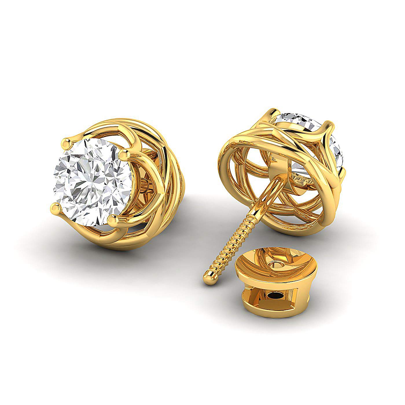 0.30-4.00 Carat Round Brilliant Cut Moissanite Stud Earrings in 14K Yellow Gold (FG Color, VVS Clarity) - Perfect for Back to School, Graduation Gifts & Everyday Elegance