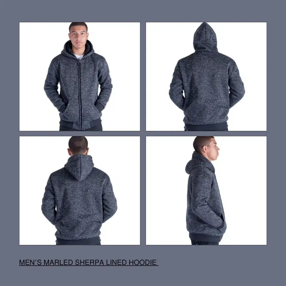Men's Warm Sherpa Lined Hoodie - Soft Fleece Pullover with Kangaroo Pocket for Winter Outdoor Activities & Casual Wear
