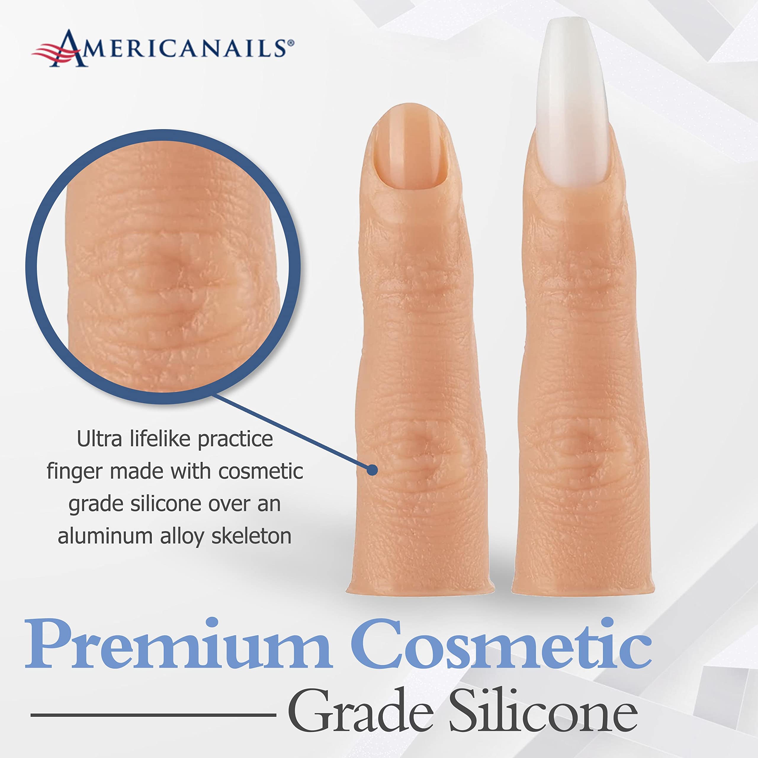 Realistic Silicone Practice Finger for Acrylic Nails - Professional Nail Technician Training Tool with Flexible Mannequin Finger & Insertable Nails | Perfect for Nail Art Practice, Salon Training & DIY Home Manicures