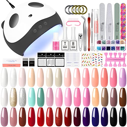 42Pcs Gel Nail Polish Kit with 36W UV LED Lamp - Base Coat, Top Coat & Nail Art Decals - Professional Manicure Set for Women - Perfect for Home Salon, DIY Nail Care & Gift Giving (2 Pack)