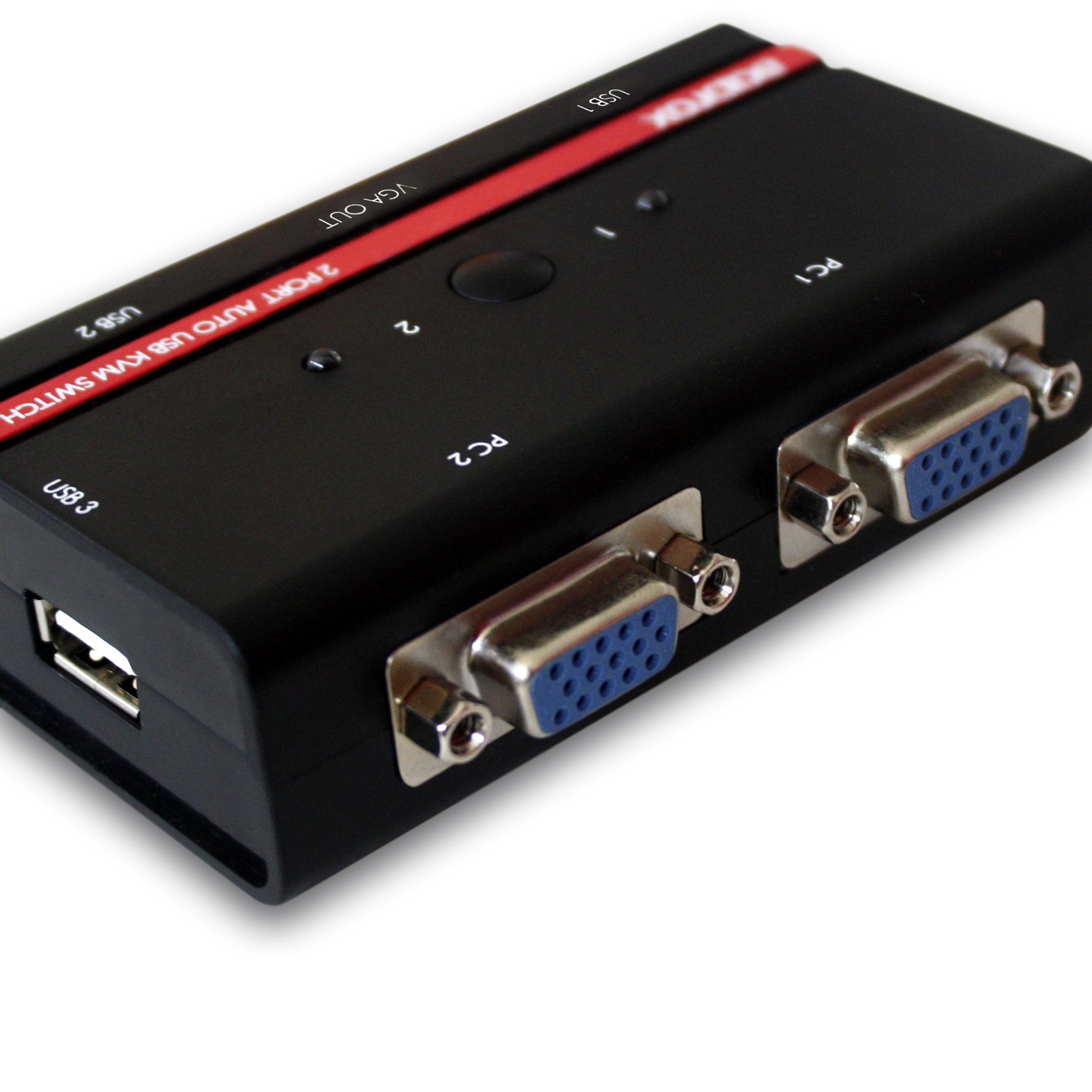2 Port USB KVM Switch Kit - Black | Dual Monitor Keyboard Video Mouse Switcher for PC & Mac | Home Office & Gaming Setup