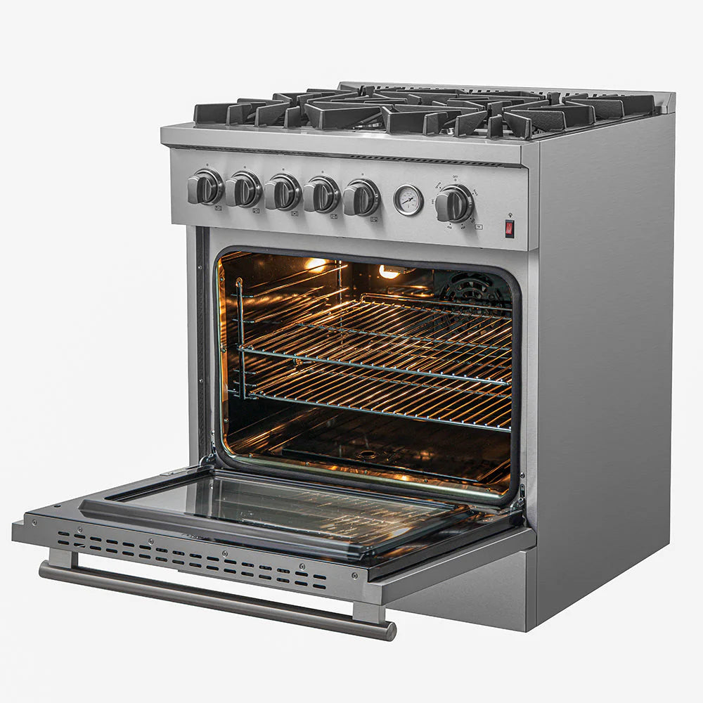 FORNO 2-Piece Stainless Steel Appliance Package - 30 Inch Gas Range & 36 Inch French Door Refrigerator (FBDL 020 02 US) | Perfect for Modern Kitchens & Home Renovations