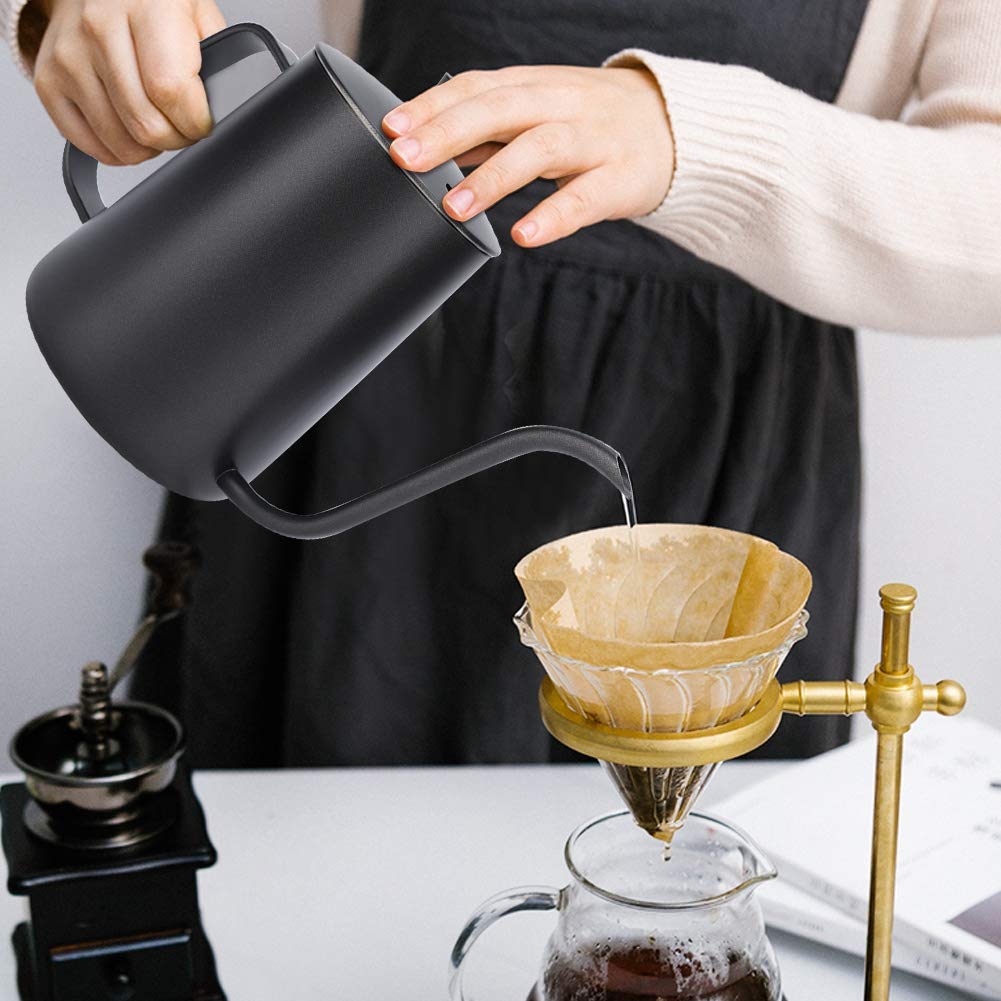 Premium Stainless Steel Pour Over Coffee Kettle - Yosoo Narrow Spout Drip Coffee Pot for Home Brewing, Camping & Travel (350ml, Black) | Perfect for Specialty Coffee, Tea & Outdoor Adventures