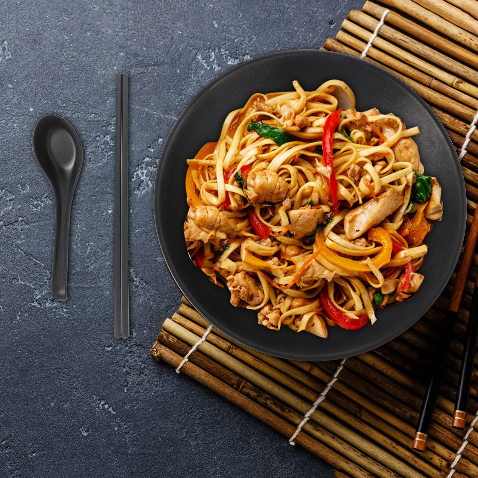DOITOOL 6-Piece Melamine Bowl Set - Durable Bamboo Hat Design for Ramen, Rice & Noodles | Microwave & Dishwasher Safe | Perfect for Asian Cuisine, Camping & Outdoor Dining