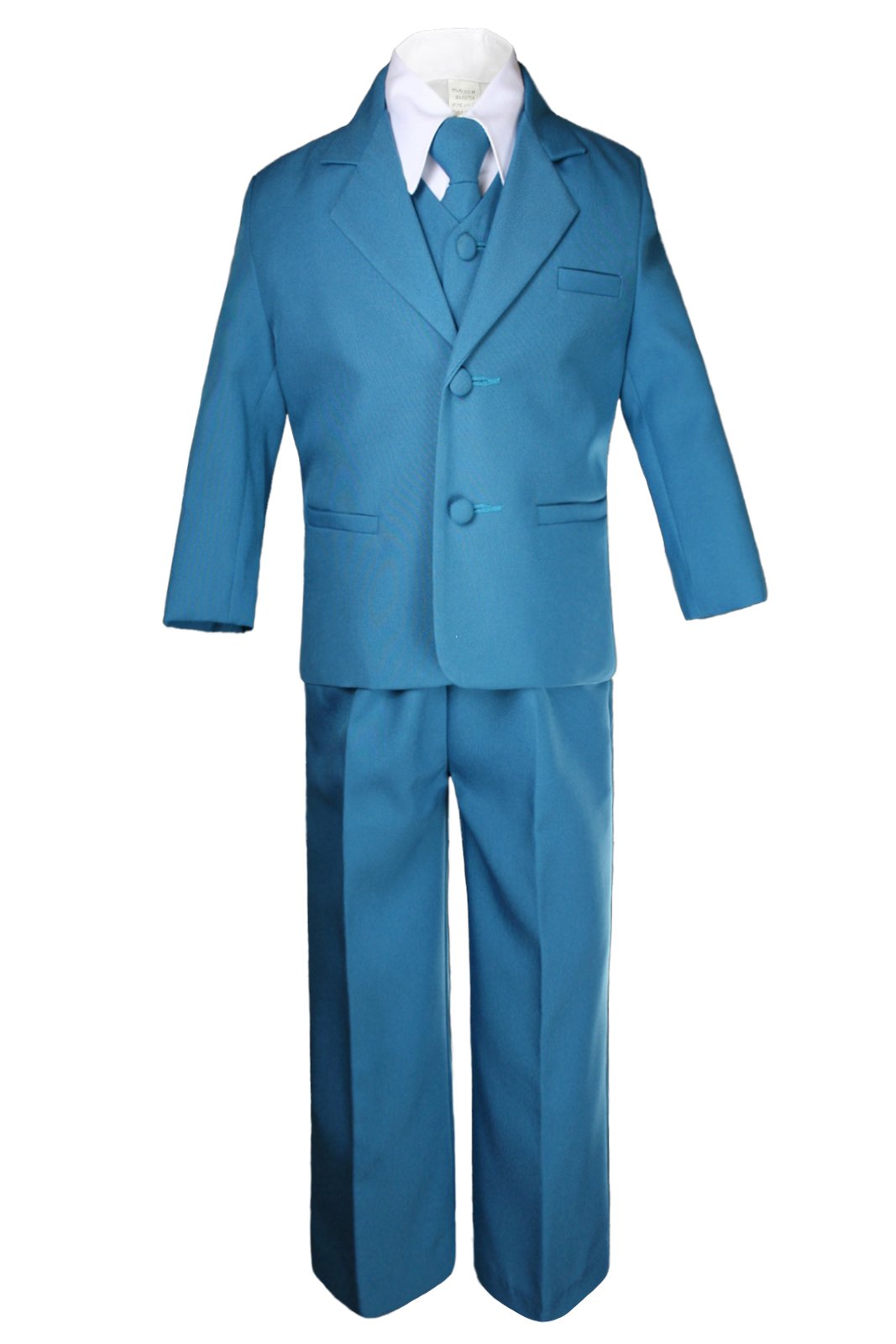 Elegant Boys' Teal Green Vest & Tuxedo Suit Set for Weddings | Formal Attire for Infants to Teens | Perfect for Weddings, Parties & Special Occasions