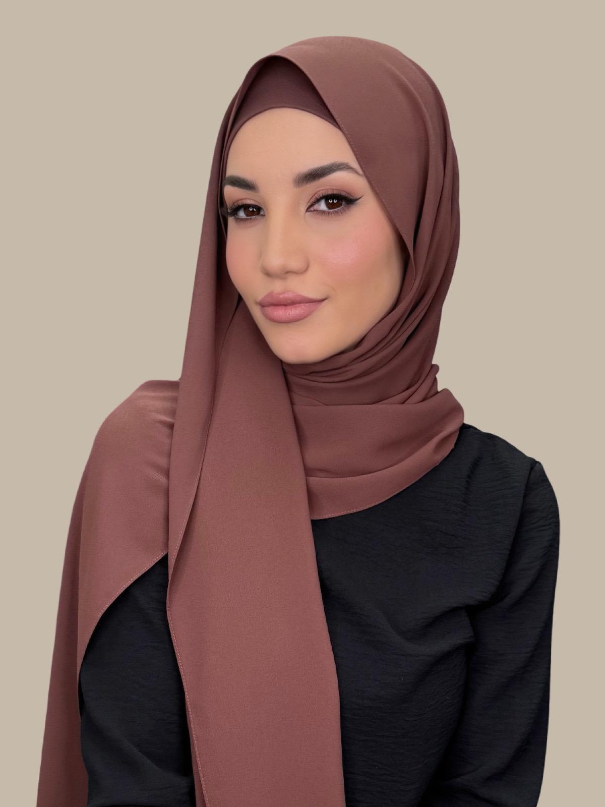 Elegant Burnt Redwood Chiffon Hijab Set - Perfect for Daily Wear, Special Occasions & Modest Fashion