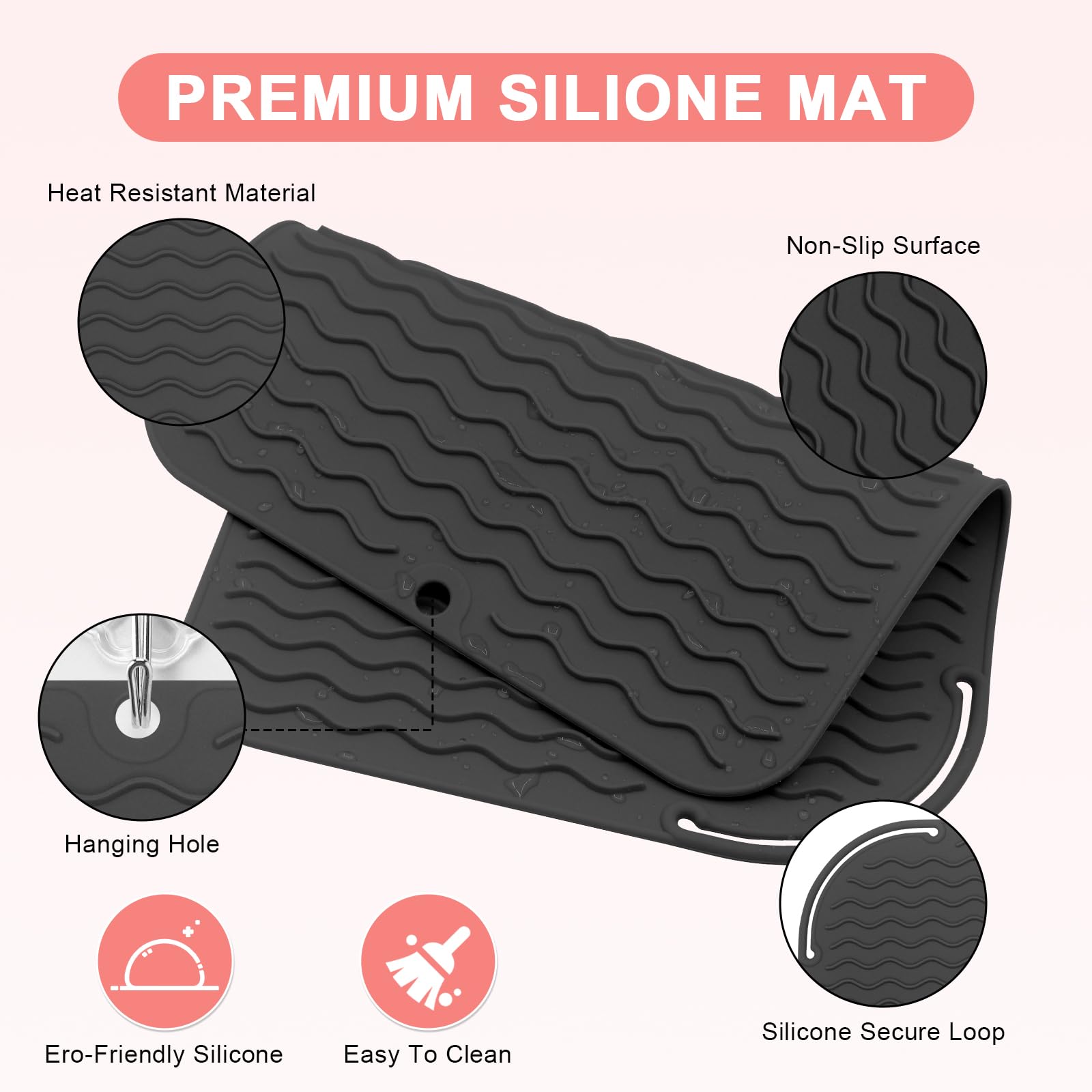 **Heat Resistant Silicone Mat for Hair Styling Tools - 12