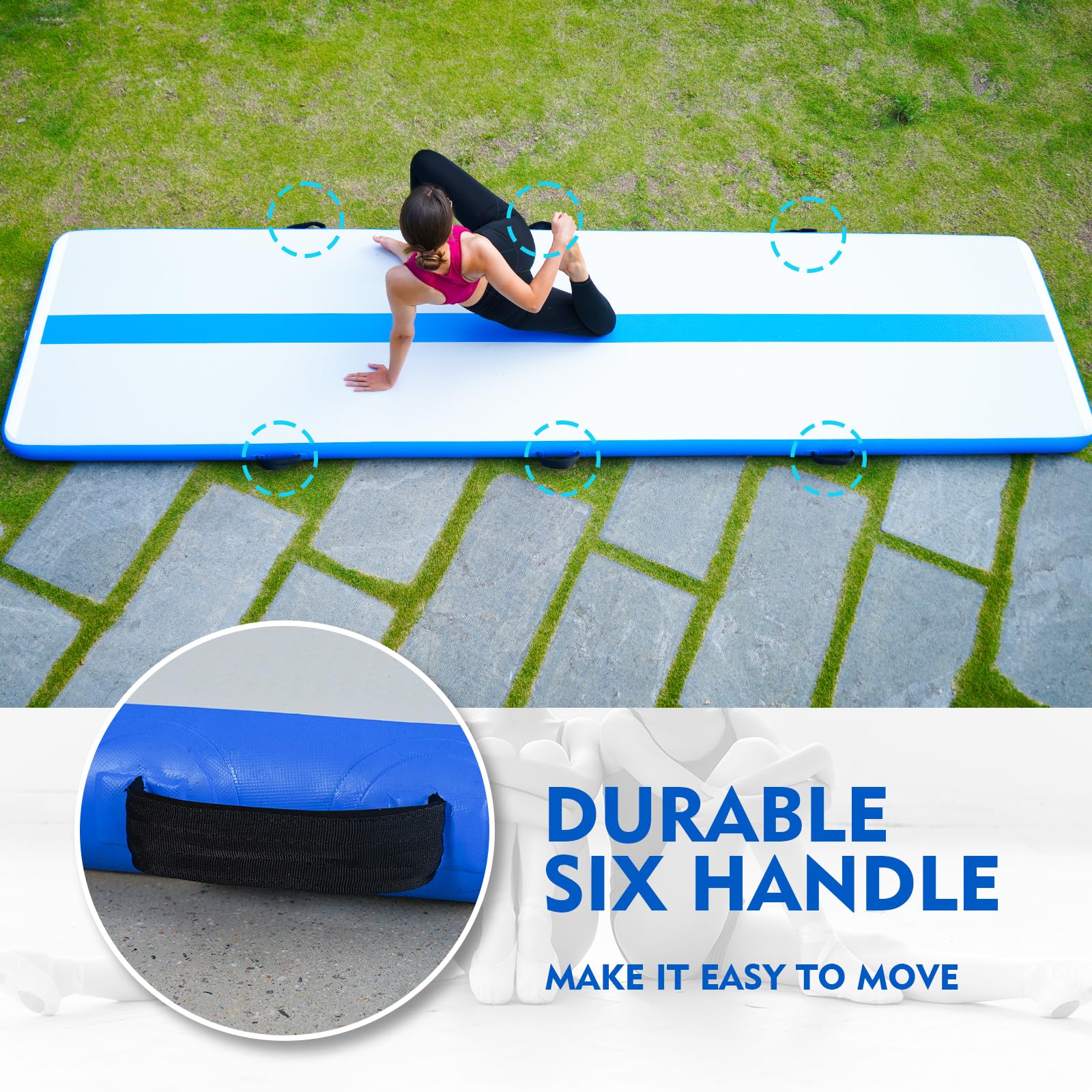 Premium Inflatable Gymnastics Tumbling Mat - 10ft/13ft Tumble Track with Electric Air Pump - 4in/6in Thick Floor Mat for Home Gym, Cheerleading, Yoga & Water Training - Perfect for Indoor/Outdoor Fitness & Kids Play