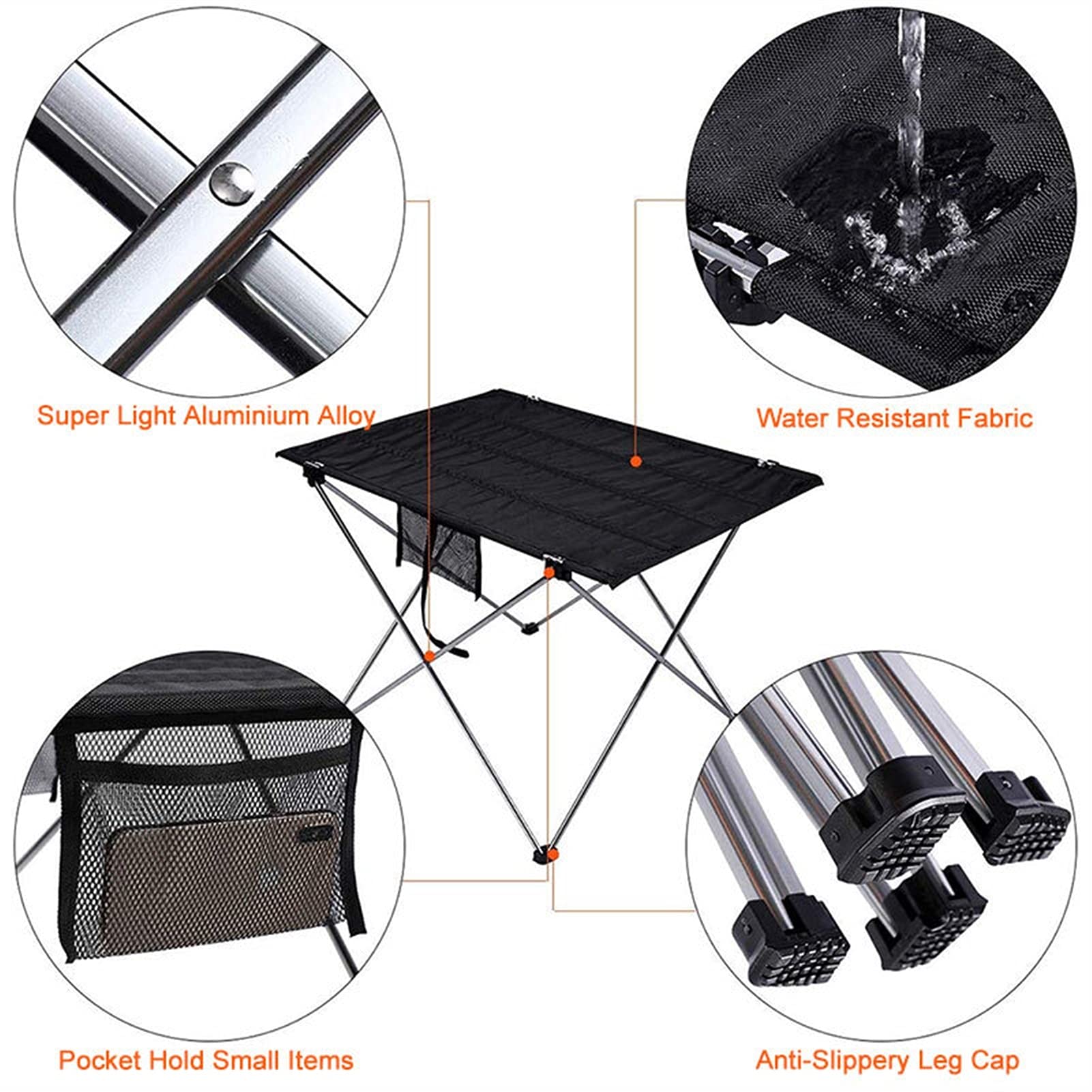 Portable Folding Camping Table & Chair Set - Lightweight Aluminum Outdoor Picnic Beach Furniture for Travel, Backyard, Computer Desk & Bedside Use (Gray)