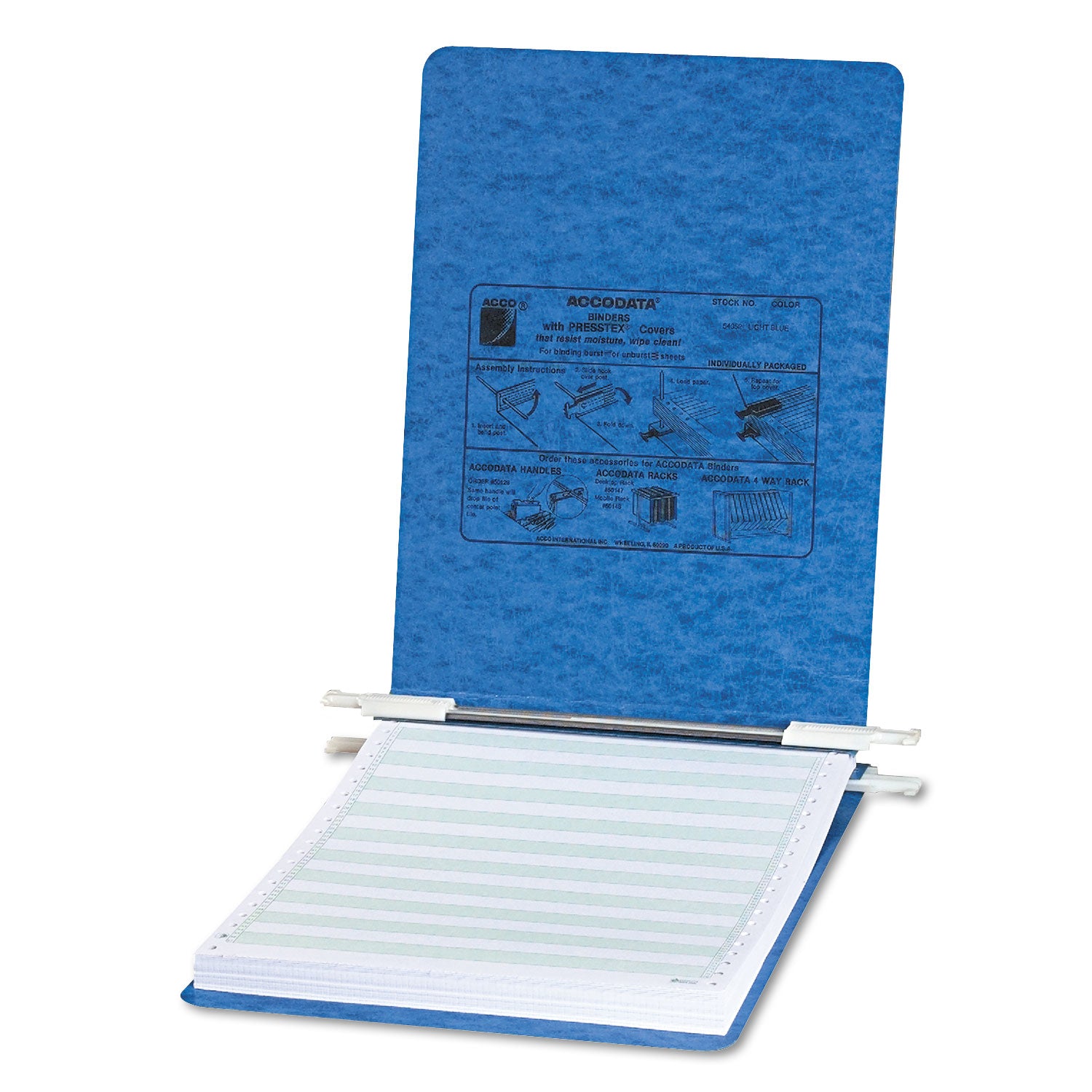 ACCO Presstex Binder Covers with Storage Hooks - 2-Post 6-Capacity Letter Size (11 x 8.5 Inches) Light Blue - Perfect for Office Organization, School Supplies & Document Storage