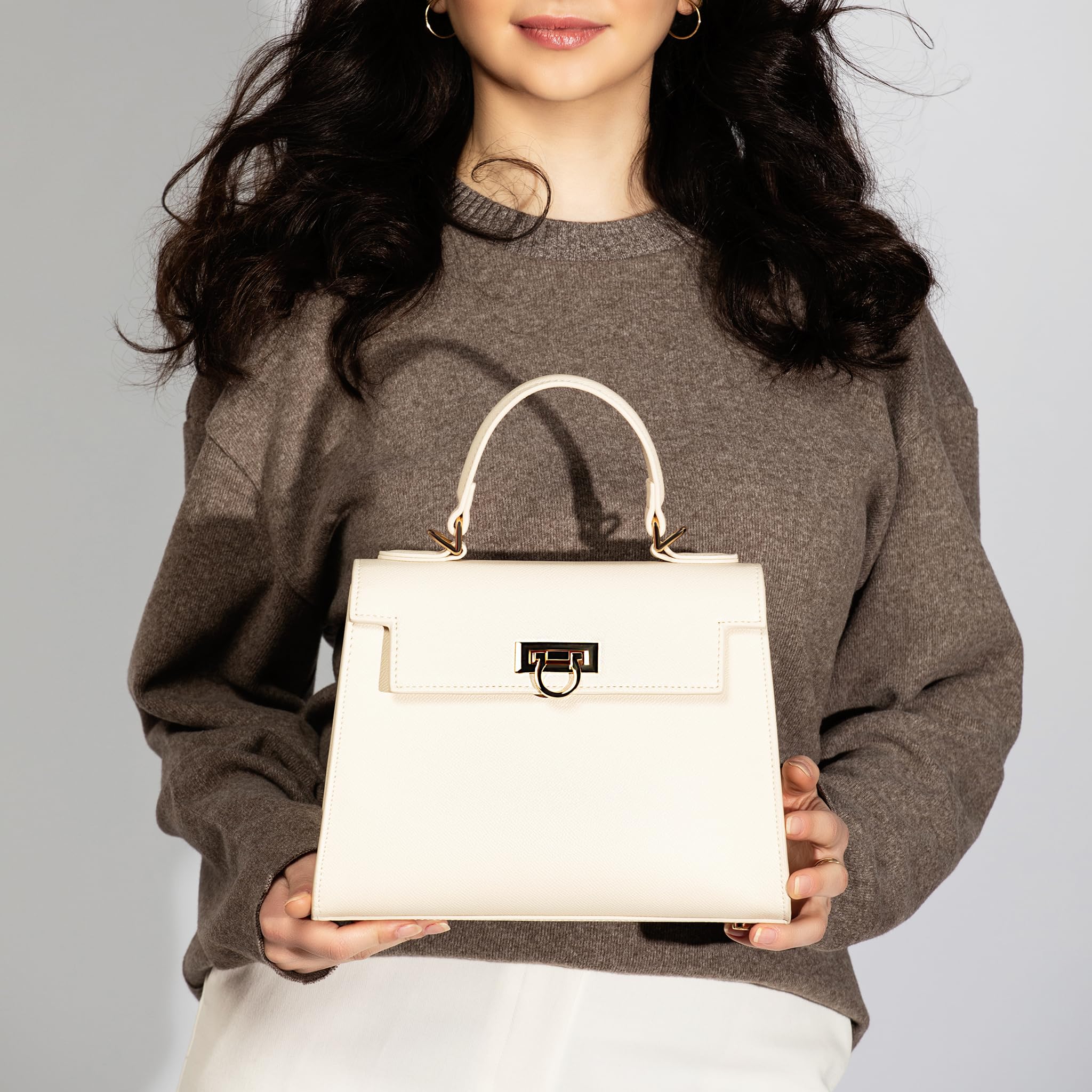 Luxury Women's Leather Top-Handle Handbags - Fashion Crossbody Purse & Shoulder Bag with Detachable Strap | Perfect for Work, Travel & Everyday Use