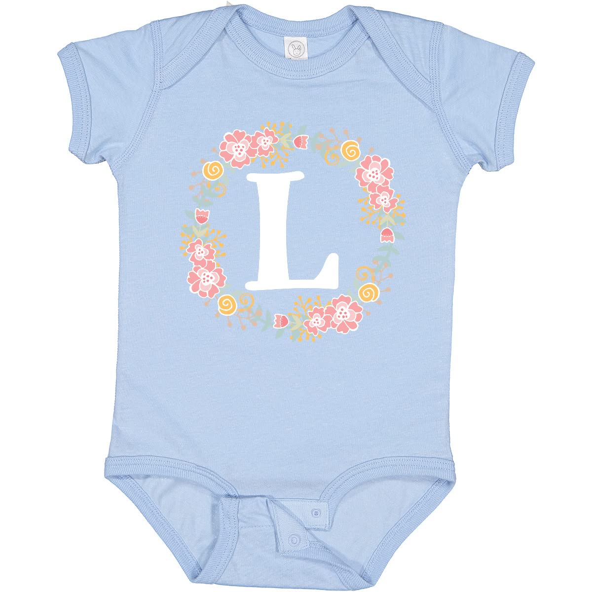 Inktastic Monogram Letter L Rose Floral Wreath Baby Bodysuit - Perfect for Newborn Gifts, Baby Showers & Photo Shoots