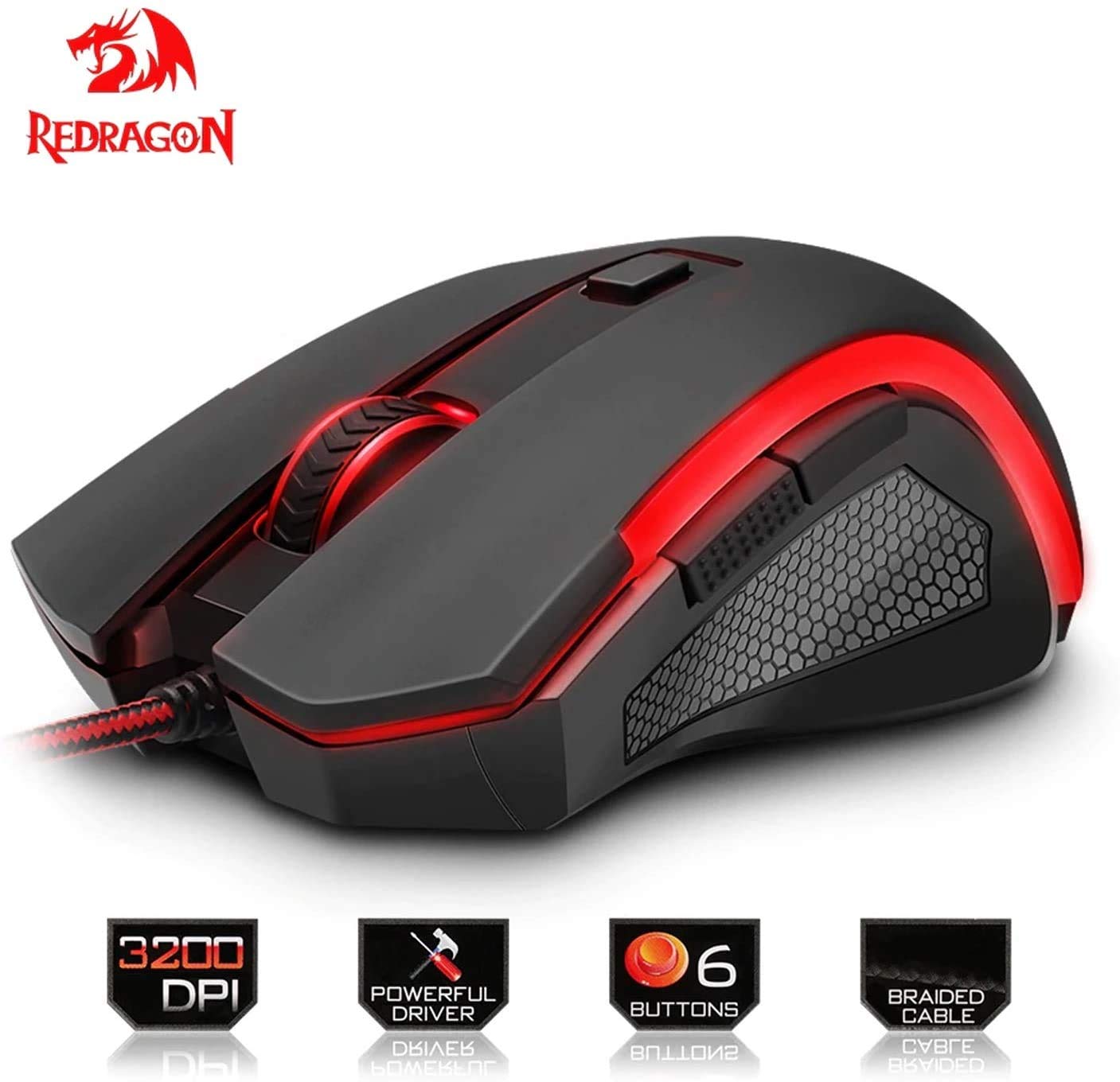 Redragon NOTHOSAUR M606 Wired Gaming Mouse with RGB Lighting - Ergonomic Design for PC Gaming, Esports, and Office Use