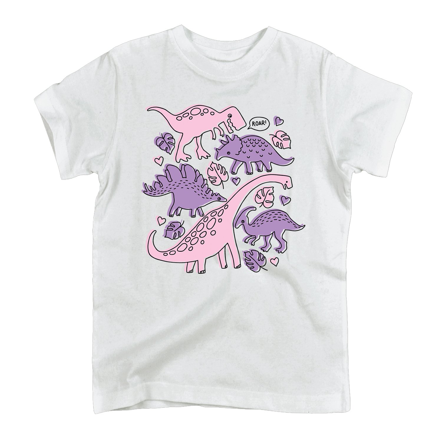 Dinosaur Types Drawing Youth Short Sleeve Graphic T-Shirt - Cool Dino Design Casual Tee for Kids & Teens - Perfect for School, Playdates & Everyday Wear