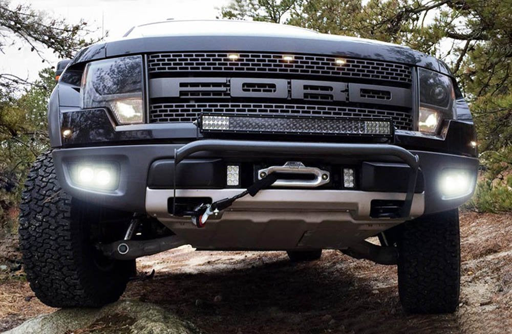40W CREE LED Fog Lights with Bumper Mounting Bracket & Wiring Kit - Compatible with 2010-2014 Ford Raptor | Off-Road Lighting, Night Driving, Heavy Duty Fog Lamps for Trucks & SUVs