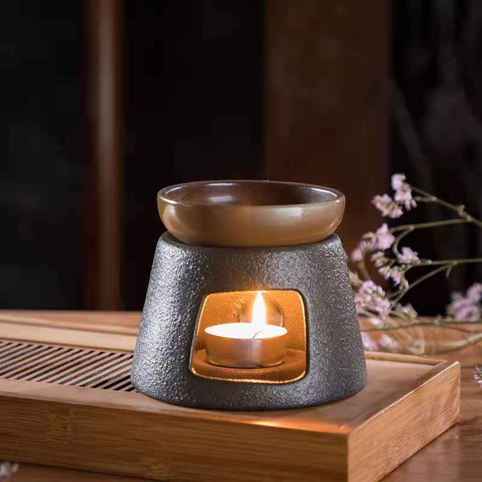Ceramic Essential Oil Burner & Wax Warmer with Tealight Holder - Aromatherapy Diffuser for Home, Spa, Yoga, Meditation & Relaxation | Perfect for Creating Calming Atmosphere in Bedroom, Bathroom or Office