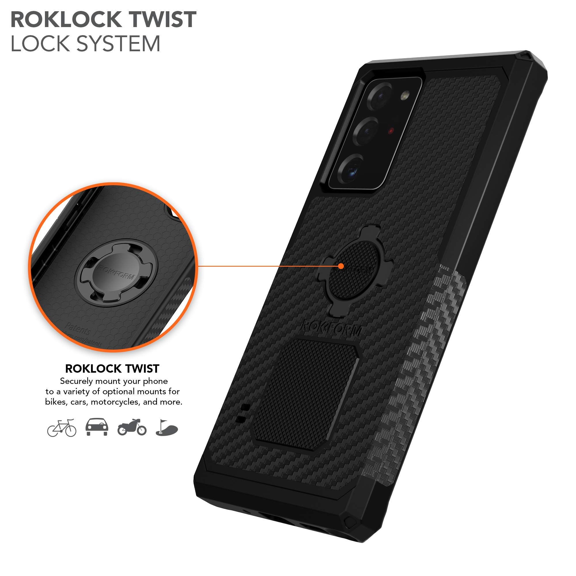 ROKFORM Galaxy Note 20 Ultra Magnetic Case - Military Grade Rugged Protective Cover with Quad Tab Twist Lock, Drop Tested Armor (Black) - Perfect for Outdoor Adventures and Daily Use