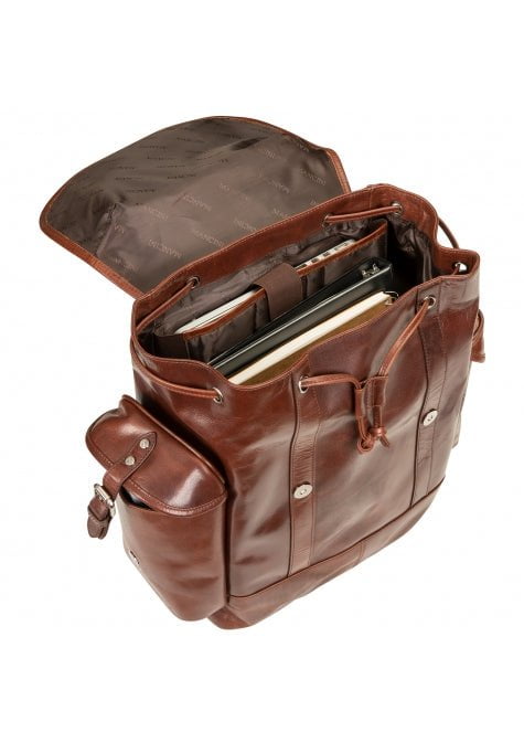 Mancini Buffalo Collection Genuine Leather Backpack for 15.6 Inch Laptop & Tablet - Durable Work Bag for Men & Women, Perfect for Office, School, Travel & Daily Commute