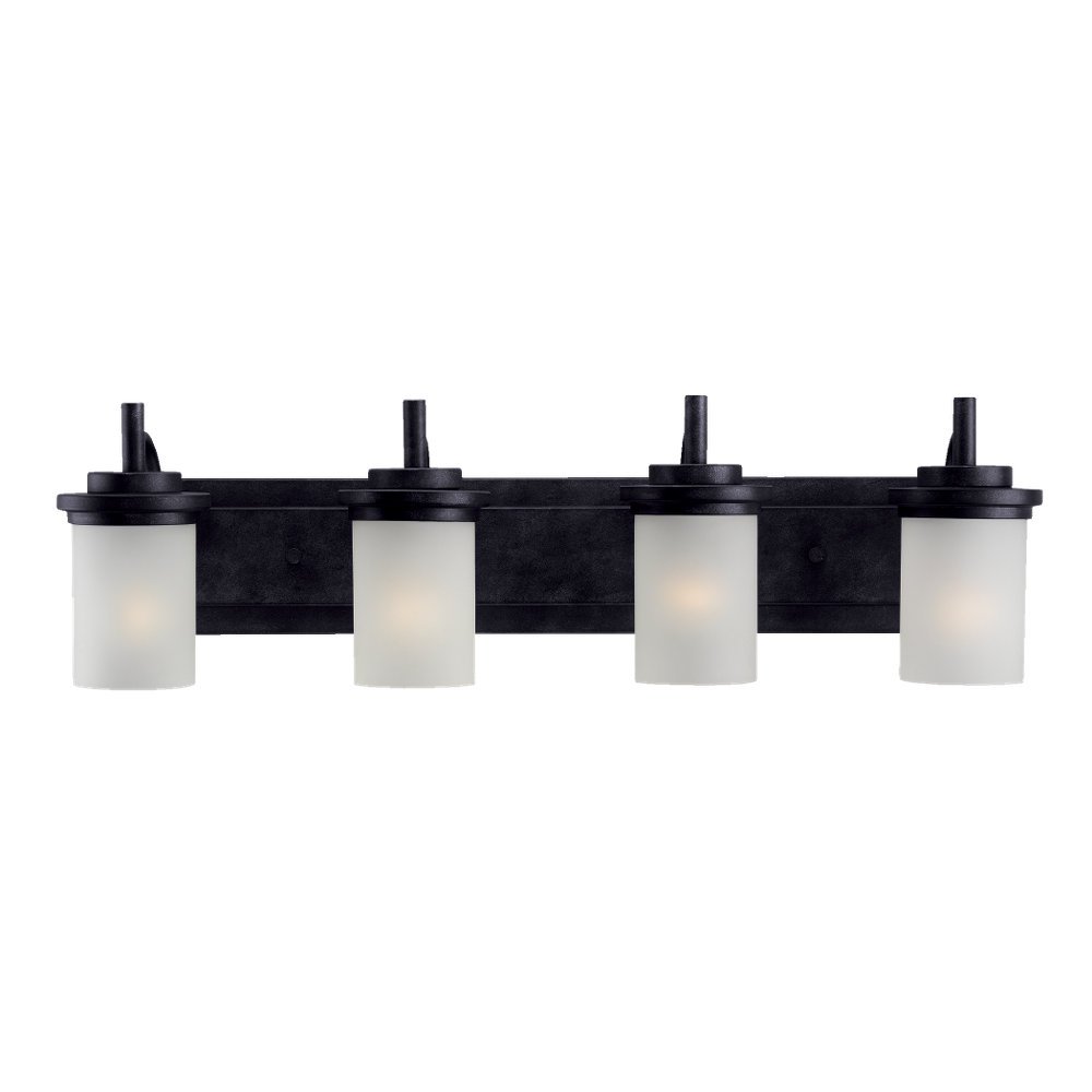 Sea Gull Lighting 44663-839 Winnetka 4-Light Wall Mounted Bathroom Vanity Light Fixture - Blacksmith Finish for Bathroom, Powder Room & Dressing Area Lighting