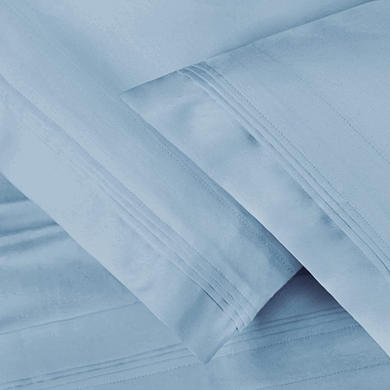 Premium 650 Thread Count Egyptian Cotton Pillowcase Set (2-Piece) - King Size, Baby Blue - Ultra Soft, Breathable & Durable Bedding for Luxury Sleep - Perfect for Master Bedrooms, Guest Rooms & Hotels