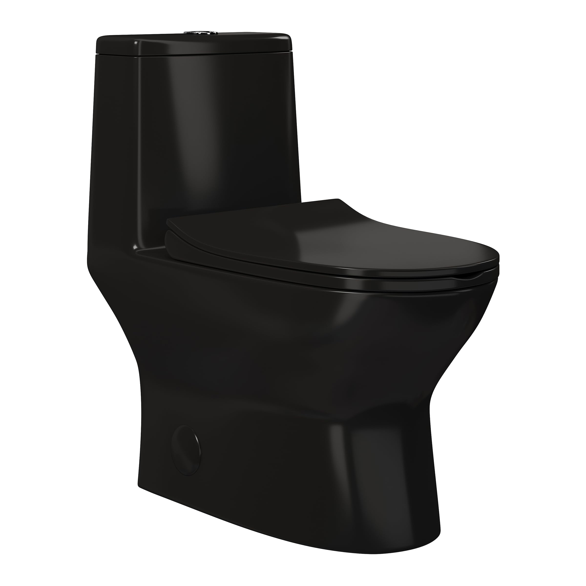 High-Efficiency Ivy One Piece Toilet with Dual Vortex Flush - 1.1/1.6 GPF Water Saving, Glossy Black - Perfect for Modern Bathrooms & Eco-Friendly Homes