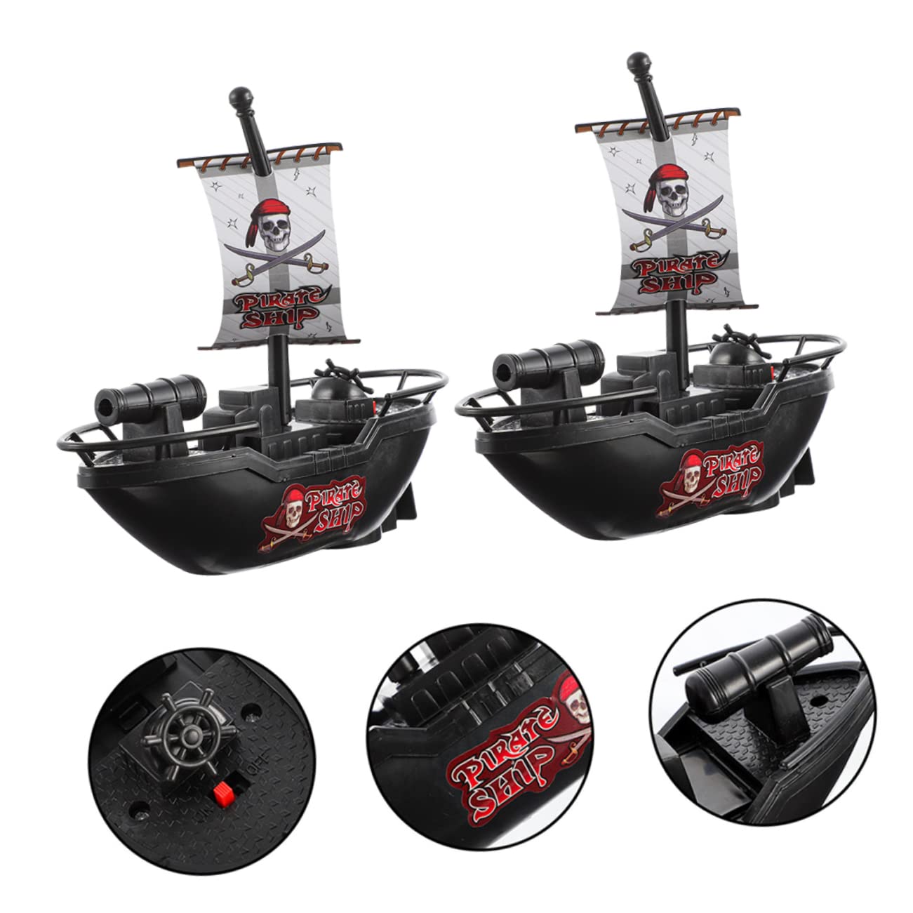 VICASKY 6 Pack Black Plastic Toy Boats - Mini Sailboat Pool Toys for Kids, Floating Bath & Beach Play Set - Fun Outdoor Water Games for Pools, Lakes & Ocean