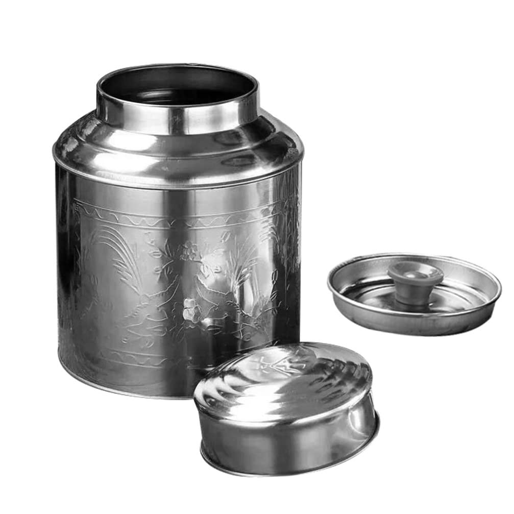 HEMOTON Stainless Steel Tea Jars - Airtight Food Storage Canister for Loose Tea, Cookies, Cereal & Dry Foods | Kitchen Pantry Organization & Food Preservation | Perfect for Tea Lovers, Baking Supplies & Bulk Food Storage