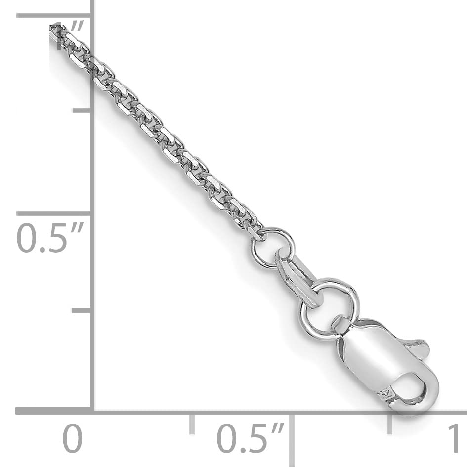 14K White Gold 1.45mm Diamond-Cut Solid Cable Chain Anklet - Elegant Ankle Bracelet for Women, Perfect for Beach Weddings, Date Nights & Everyday Wear