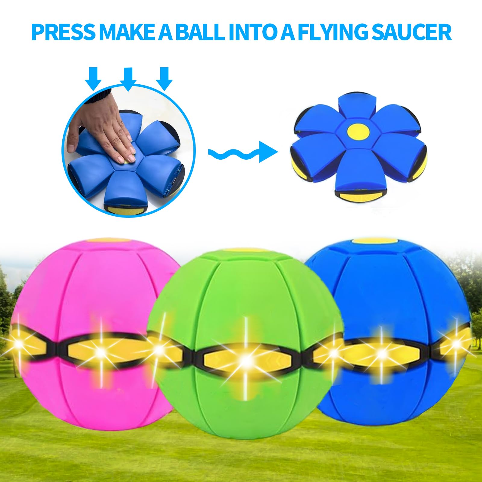 2PCS Dog Flying Disc Toy with LED Lights - Durable Outdoor Fetch Toy for Dogs, Interactive Pet Flying Saucer Ball for Backyard, Beach & Park Playtime