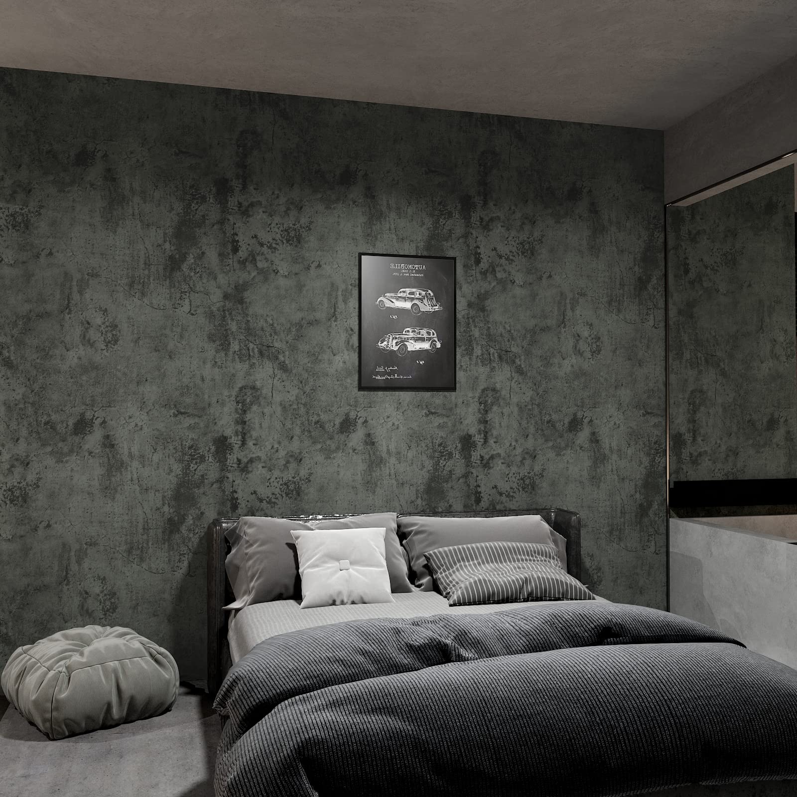 VaryPaper Large Industrial Style Concrete Wallpaper - 32''x118'' Thick Peel and Stick Contact Paper, Waterproof Self-Adhesive Grey Cement Wallpaper Roll for Countertops, Bathroom, Bedroom & Kitchen - Perfect for Modern Home Decor, Office Accent Walls & DIY Furniture Makeovers