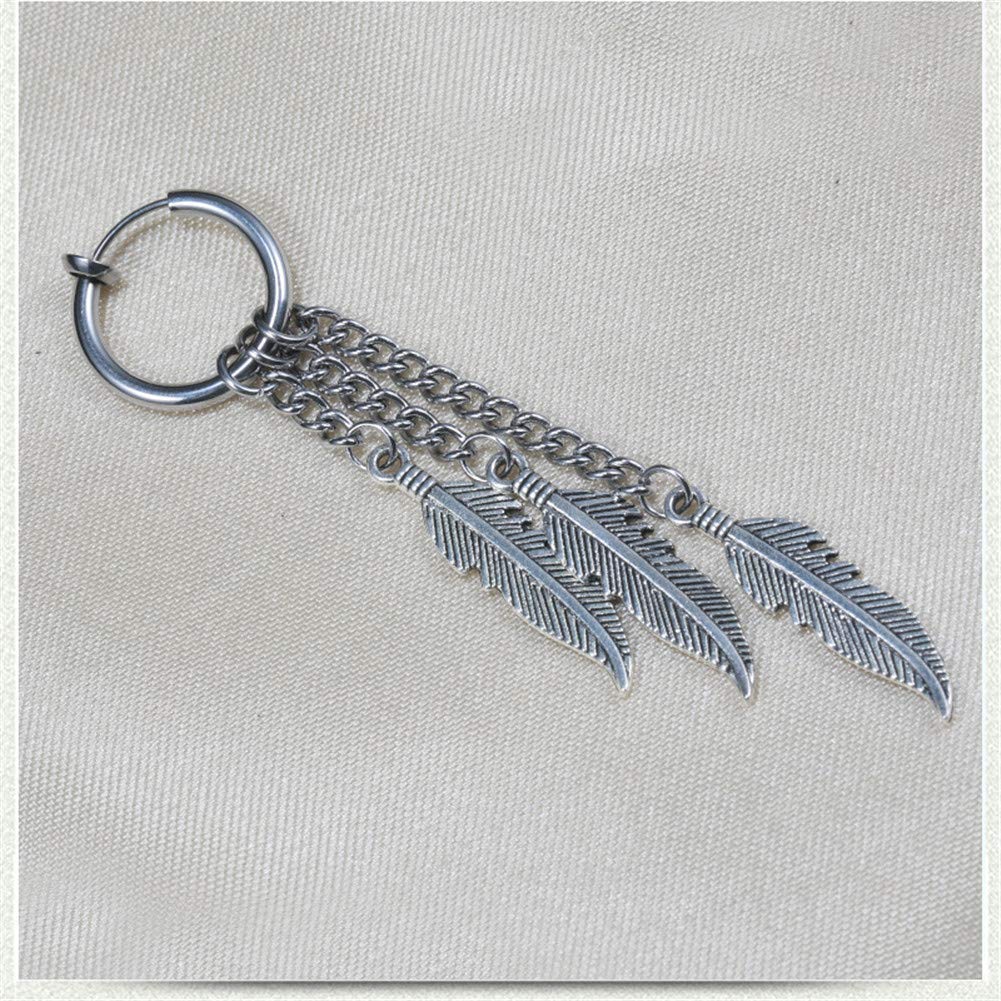 Kpop Album Inspired Circle Leaf Small Hoop Earrings | Punk Goth Feather Leaf Chain Dangle Drop Earrings for Men & Women | Trendy Christmas Gift | Perfect for Concerts, Cosplay & Alternative Fashion