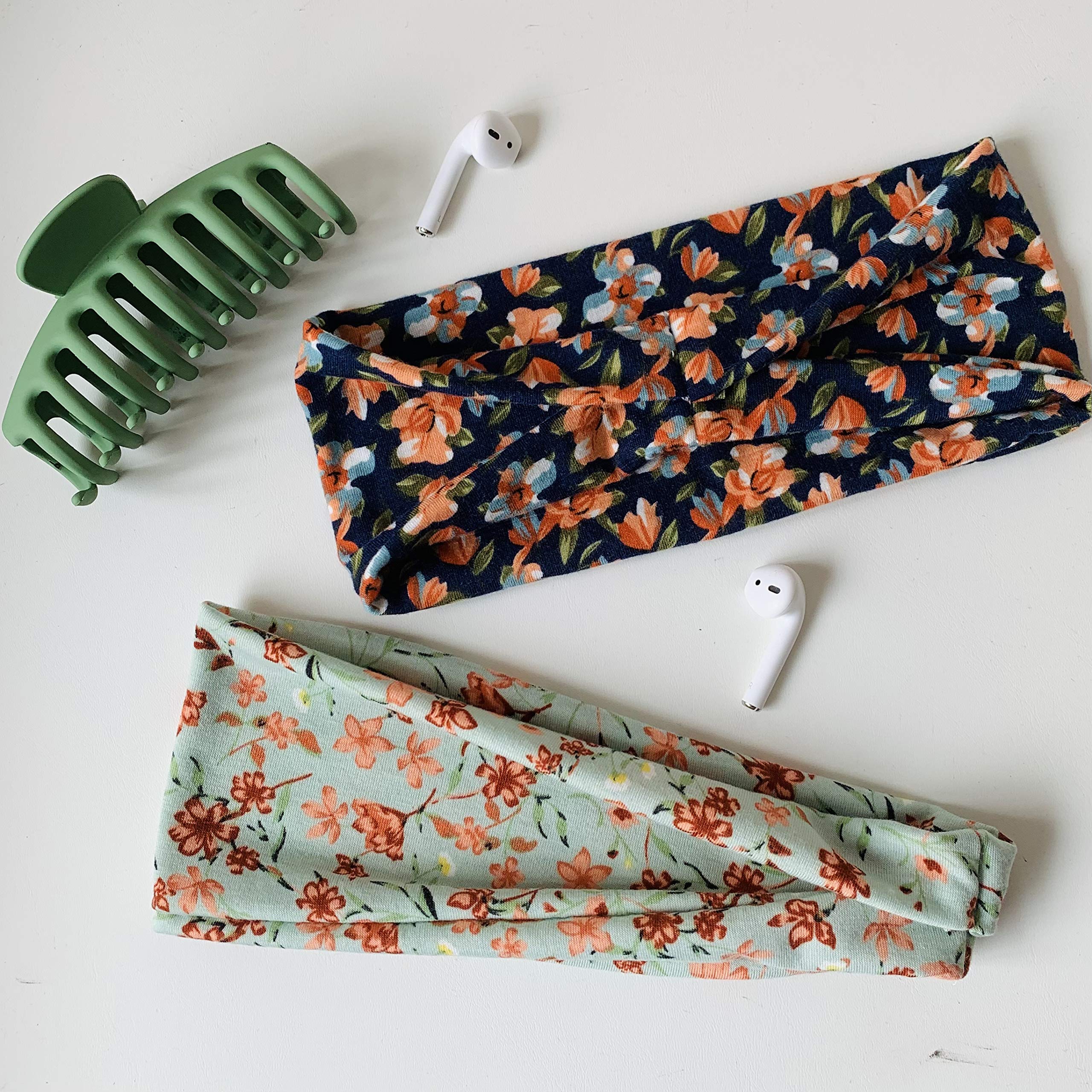 Huachi Women's Boho Floral Print Headbands - 6 Pack Non-Slip Hairbands for Workout, Yoga, Exercise & Summer Fashion | Perfect for Gym, Running, Tennis & Outdoor Activities