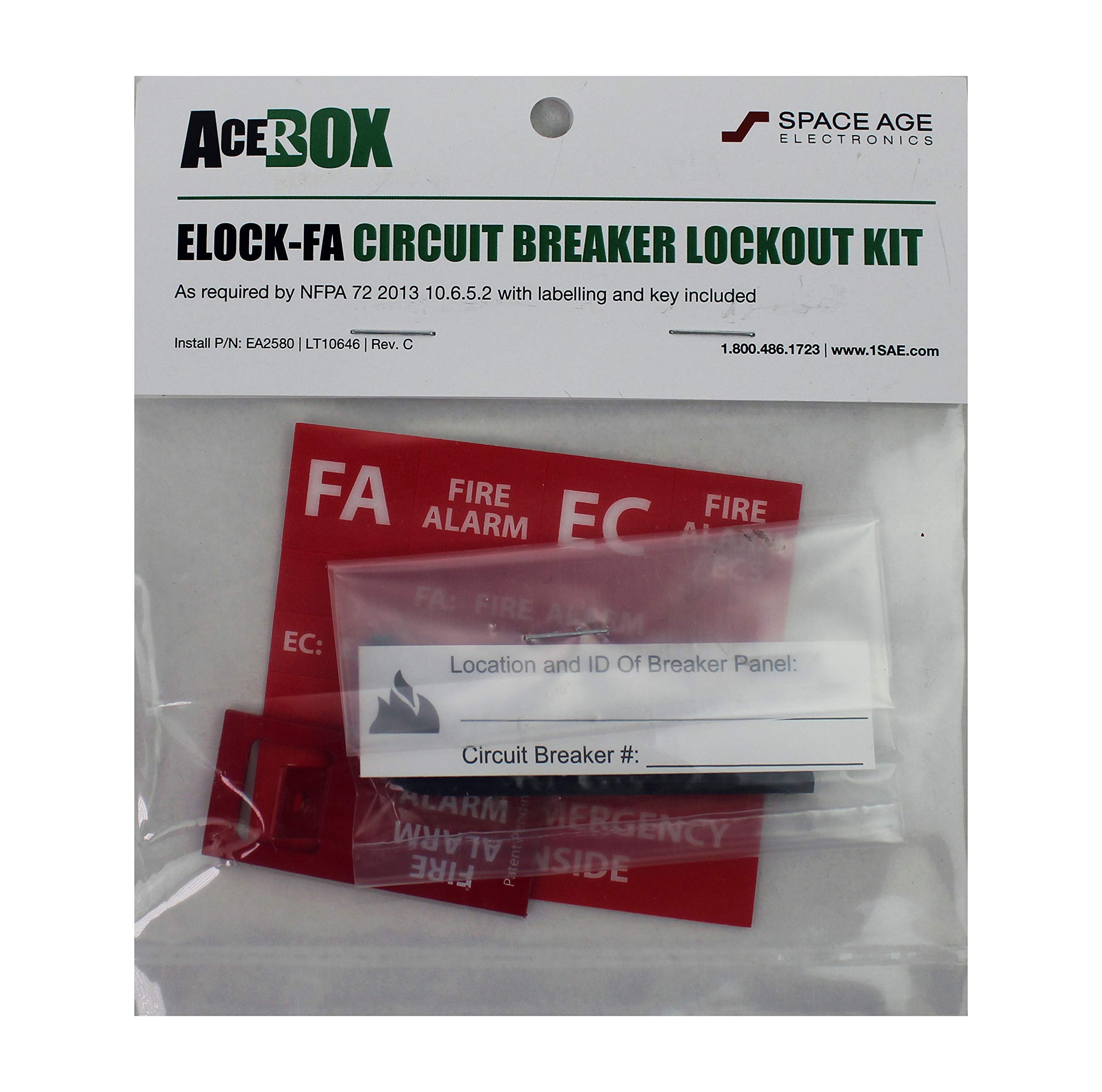 7-Piece Space Age ECLips ELOCK-FA E-Series Fire Safety Lockout Kit - Electrical Panel Lockout for Industrial & Commercial Use