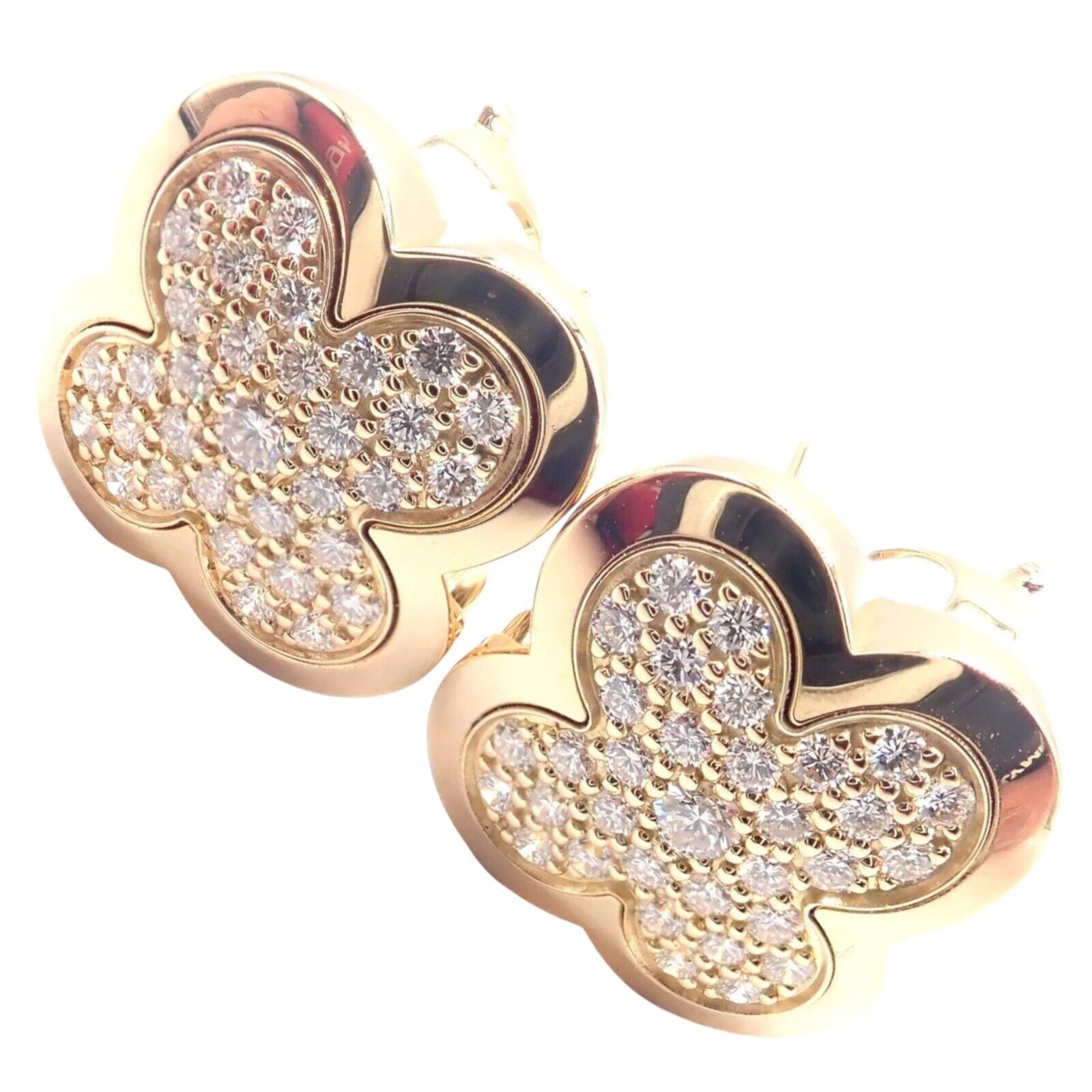 Authentic Van Cleef & Arpels 18k Yellow Gold Diamond Pure Alhambra Earrings - Luxury Jewelry for Women, Perfect for Weddings, Parties & Special Occasions