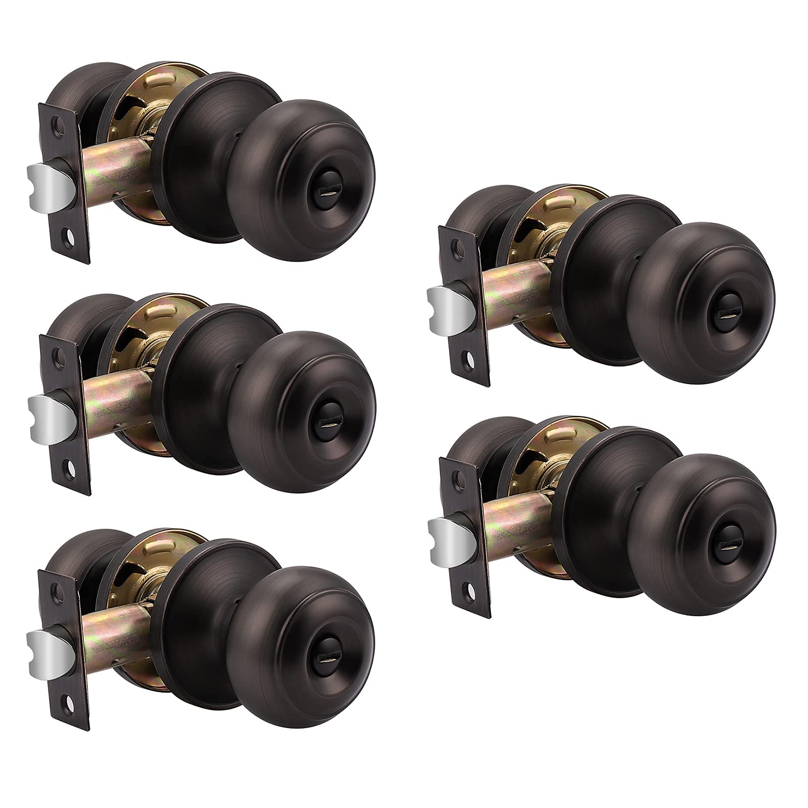 Probrico 5-Pack Privacy Door Knobs & 6-Pack Single Dummy Knob Set - Oil Rubbed Bronze Interior Door Handles for Bathroom, Bedroom & French Doors - Perfect for Home Privacy & Security Solutions