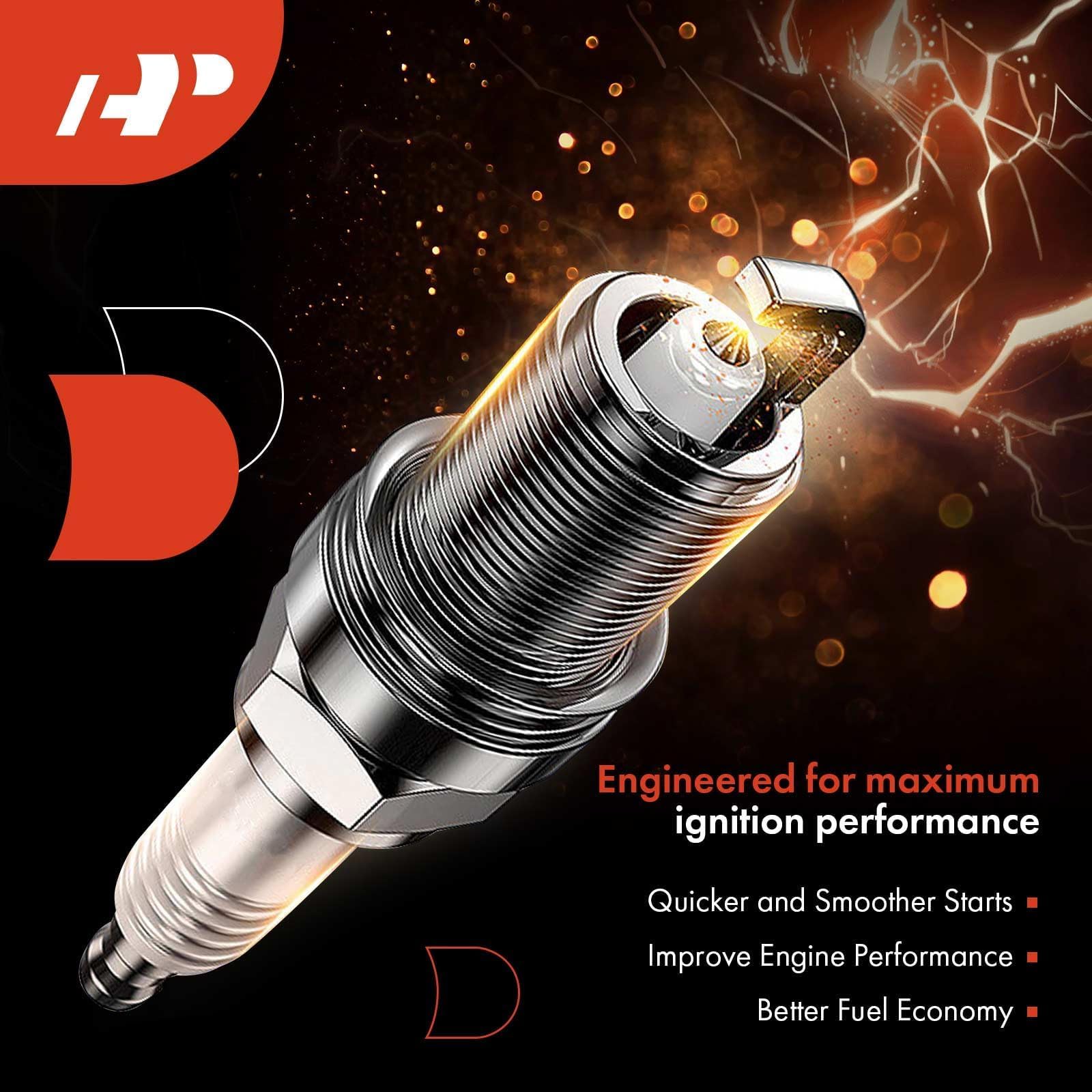 Premium Iridium Platinum Spark Plugs for Honda CR-V CRV 2002-2009, Civic 2002-2005, Accord 2003-2007, Element 2003-2011 & Acura TSX 2004-2008, CSX 2006-2011 - 2.0L 2.4L Engine - Pack of 4 - Improve Fuel Efficiency & Engine Performance for Daily Driving & Long Trips