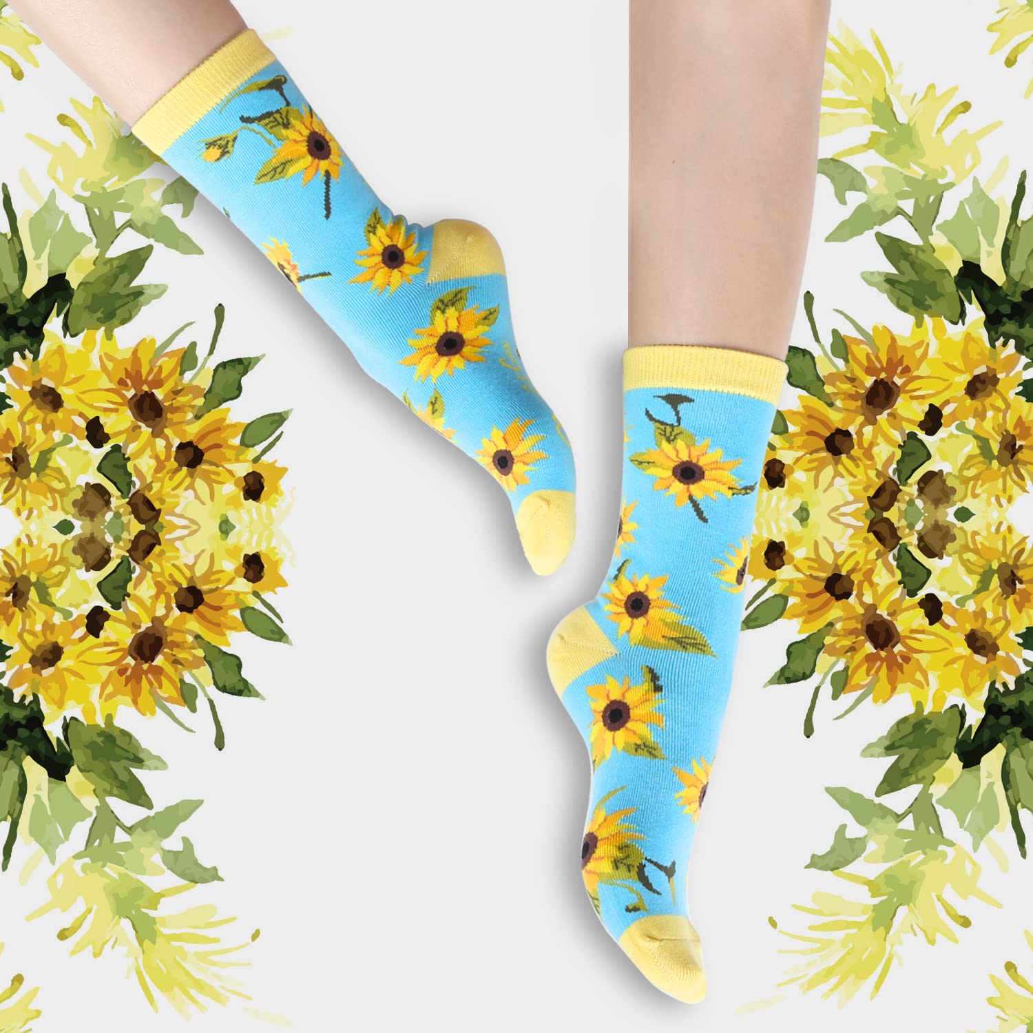 Benefeet Women's Funny Animal Crew Socks - Cute Floral Cotton Socks for Casual Wear
