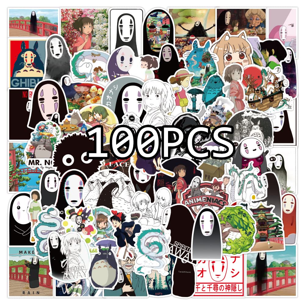 Spirited Away Anime Stickers 100PCS - Waterproof Vinyl Sticker Pack for Laptop, Skateboard, Water Bottle, Phone, Guitar, Luggage - Perfect for DIY Decoration, Scrapbooking & Gift Giving