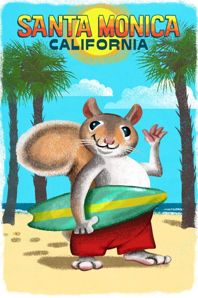 Santa Monica Beach Squirrel Metal Wall Art - 16x24 Gallery Quality Aluminum Decor for Coastal & Nature Lovers - Perfect for Beach House, Living Room, or Office Decor