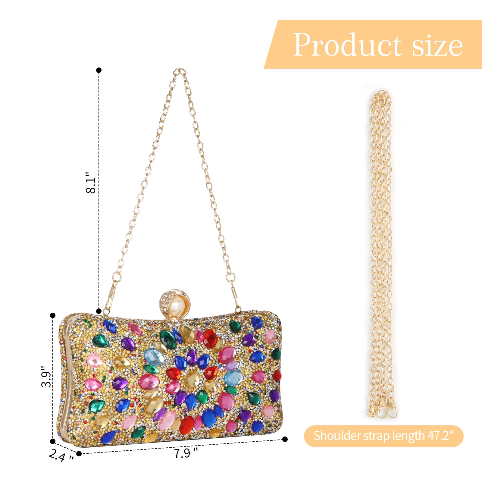 Sparkly Rhinestone Evening Clutch Purse for Women - Luxury Glam Handbag for Parties, Weddings & Special Occasions