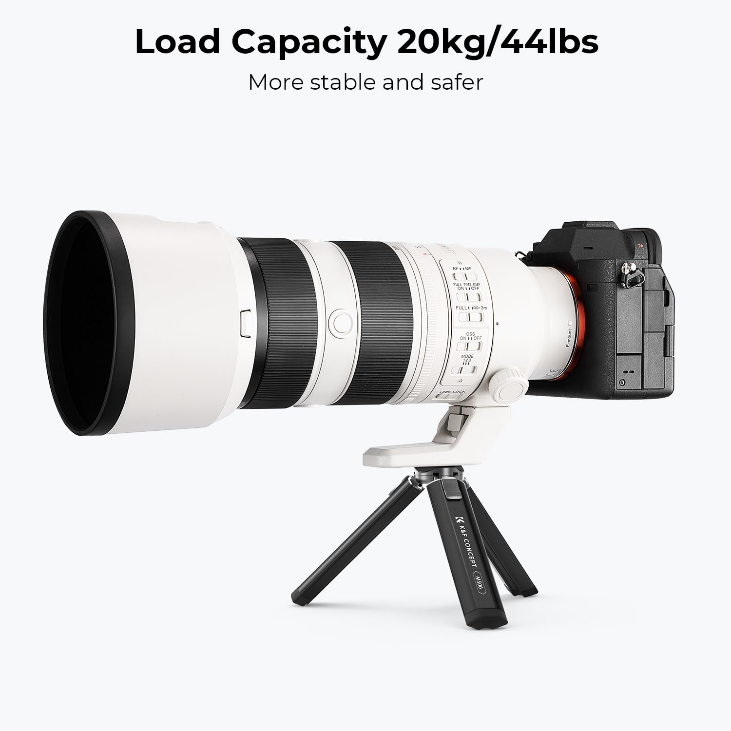 K&F Concept 13cm Metal Mini Tripod Stand for Camera & Phone with Fill Light - 1/4 Inch Screw Desktop Tabletop Tripod, Supports 20kg Load & 2-Level Height Adjustment (MS06) - Perfect for Vlogging, Photography & Video Calls