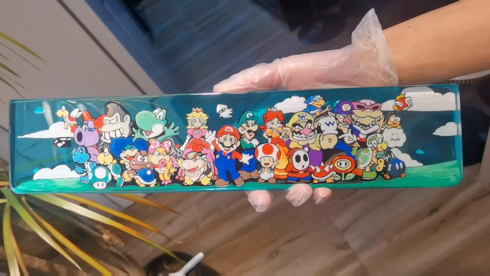 Handmade Custom Resin Keyboard Wrist Rest - Ergonomic Support for Mechanical Keyboards, Gaming & Office Use - Mario Themed Keyboard Accessories for Comfort & Style