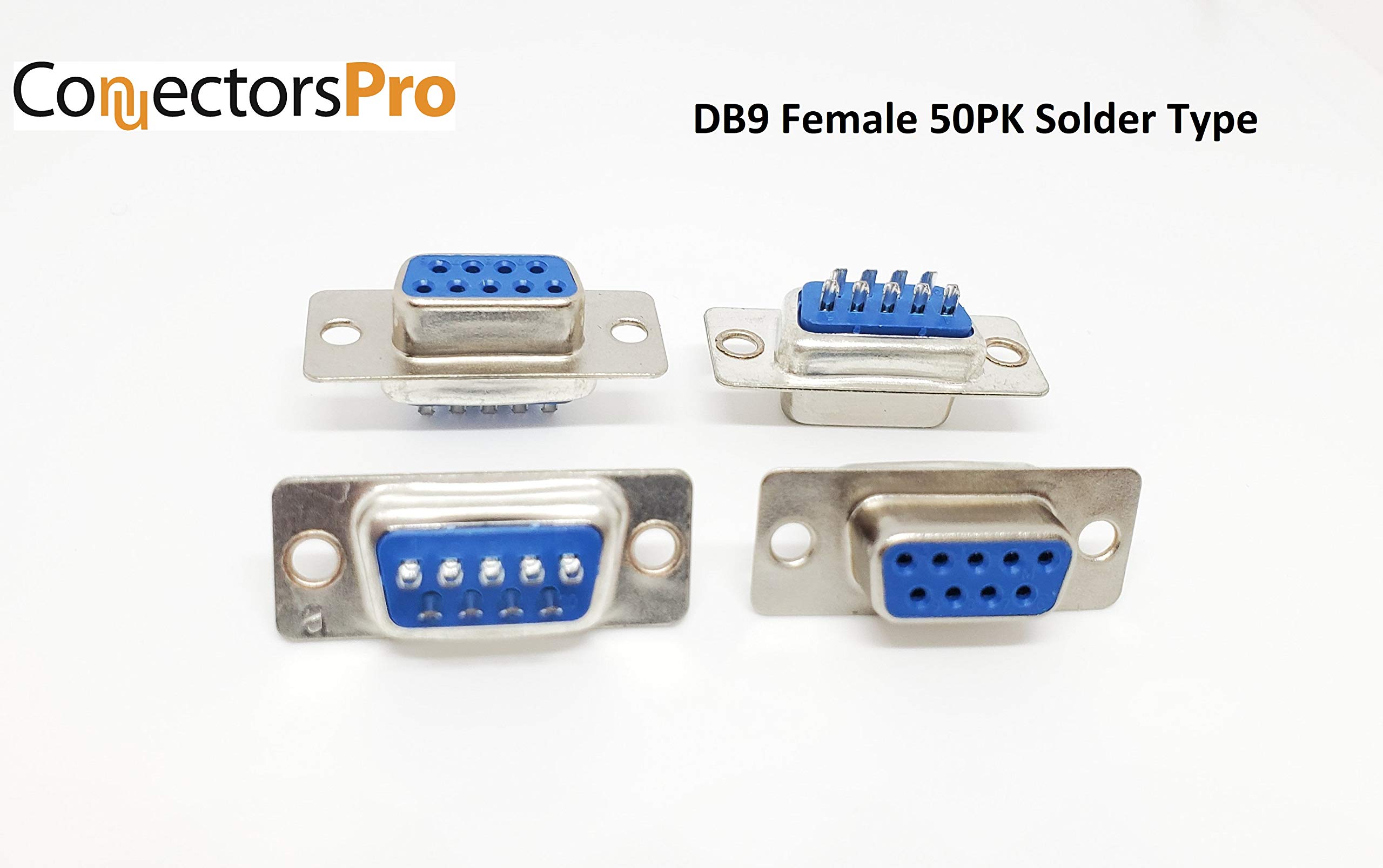 DB9 Female D-Sub Solder Connector 50-Pack for PC Accessories & DIY Projects