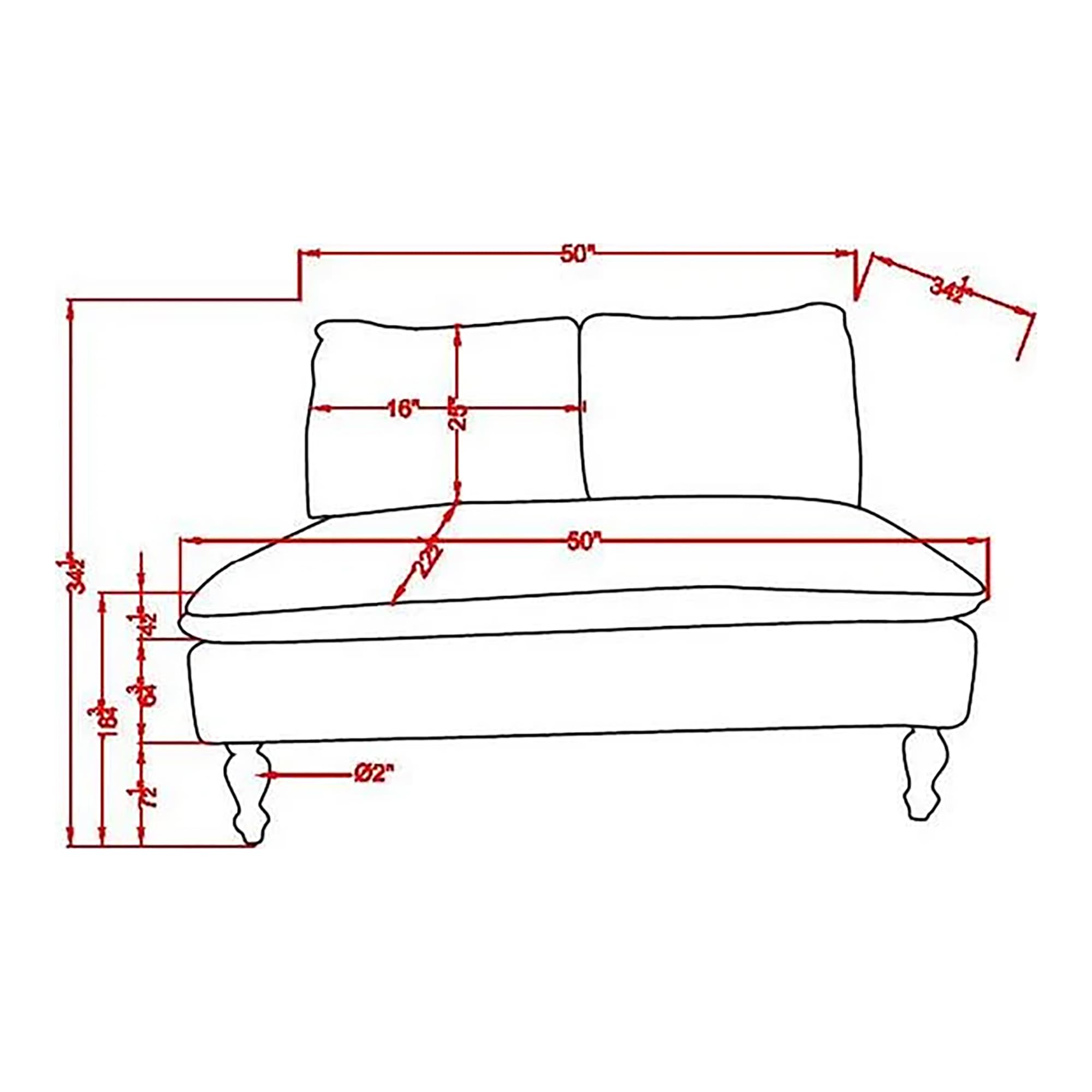 Furniture of America Maggie Fabric Upholstered Loveseat Bench in Red - Stylish Sofa for Living Room, Bedroom & Entryway Seating