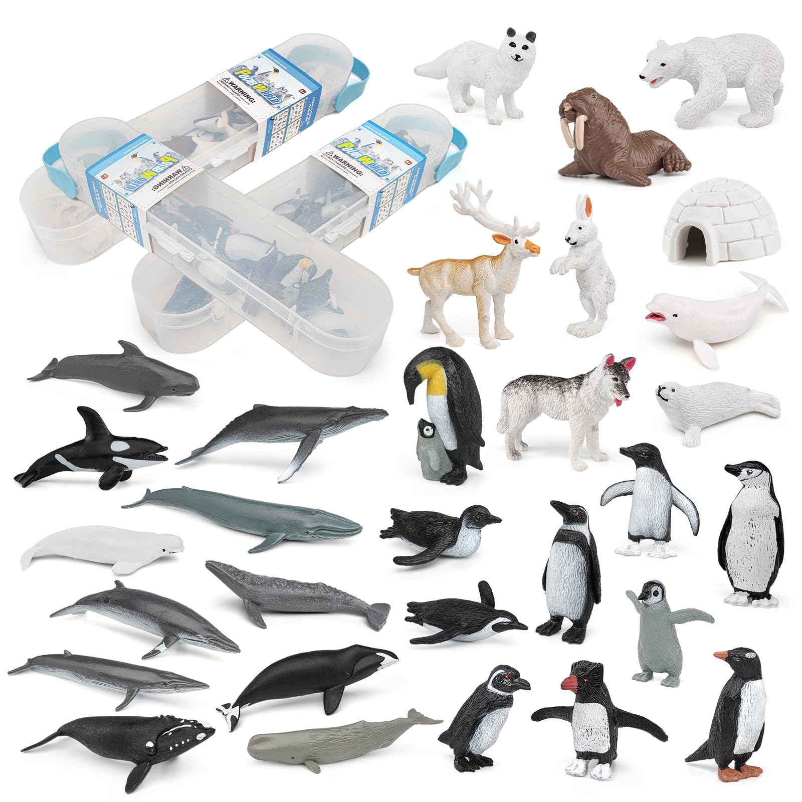 GAICOM 31PCS Polar Animal Figure Toys Set - Penguins, Whales & Polar Bears Models for Kids | Educational Arctic Animal Collection, Desktop Decor & Party Favors for Boys & Girls | Perfect for Classroom Learning, Birthday Gifts & Winter Themed Playtime