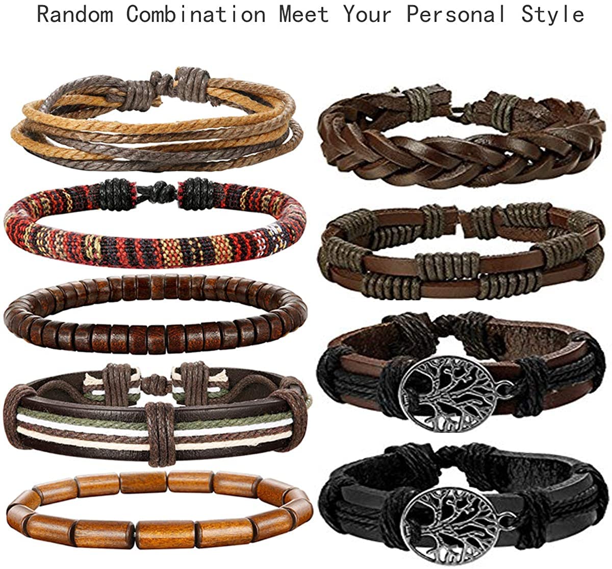 24 Pcs Braided Leather Bracelets for Men & Women - Adjustable Punk Goth Vintage Wrist Cuffs | Perfect for Rock Concerts, Biker Events & Alternative Fashion