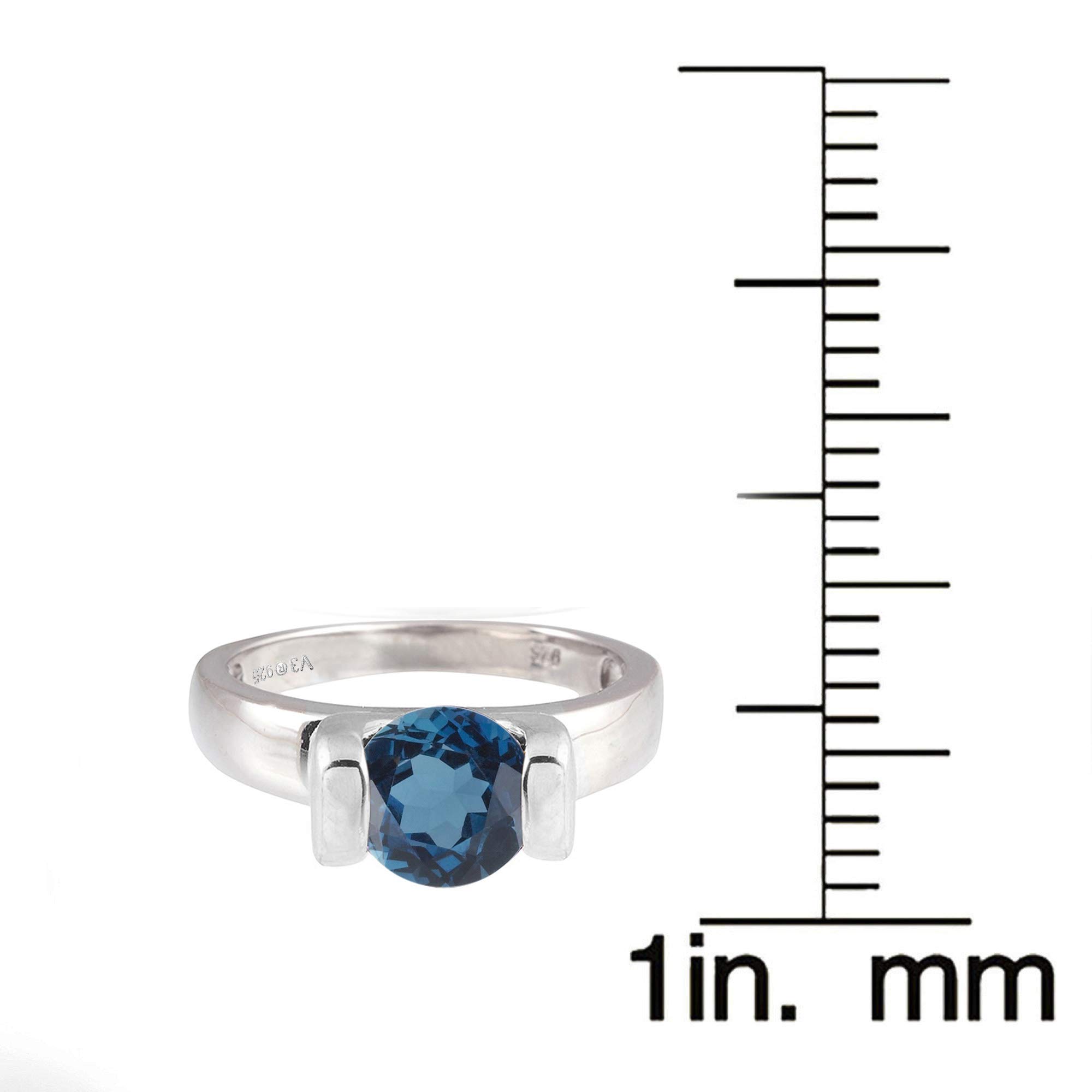 Natural London Blue Topaz Solitaire Ring in Sterling Silver – Perfect for Engagement, Wedding & Anniversary Gifts